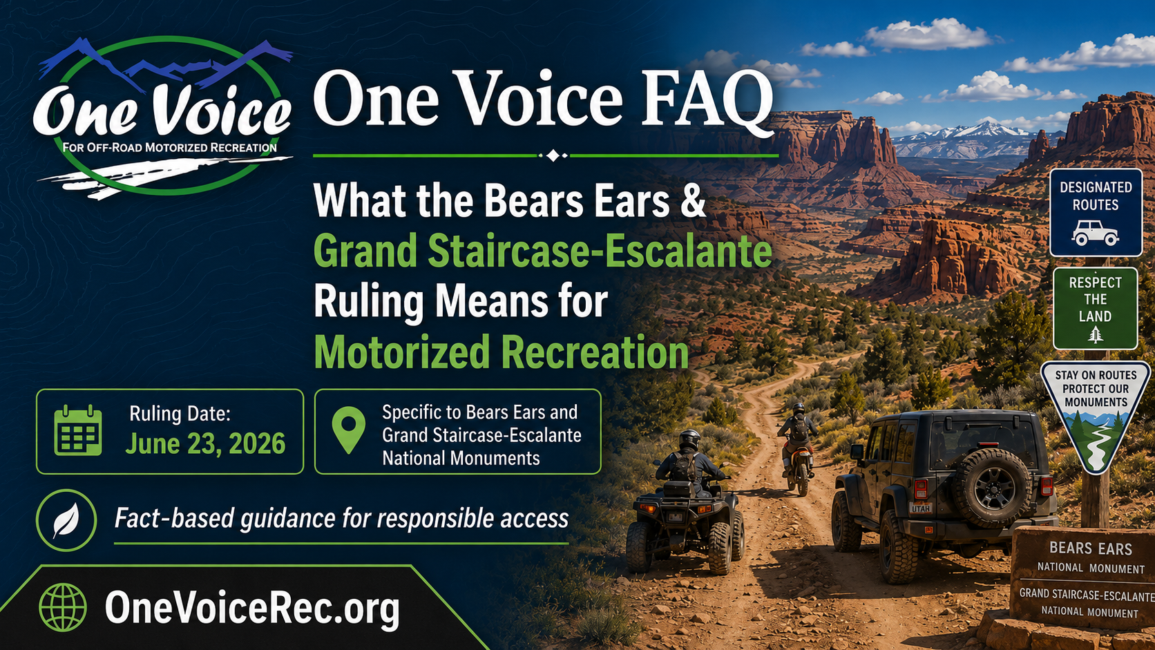 One Voice FAQ:What the Tenth Circuit Ruling on Bears Ears and Grand Staircase-Escalante Means for Motorized Recreation