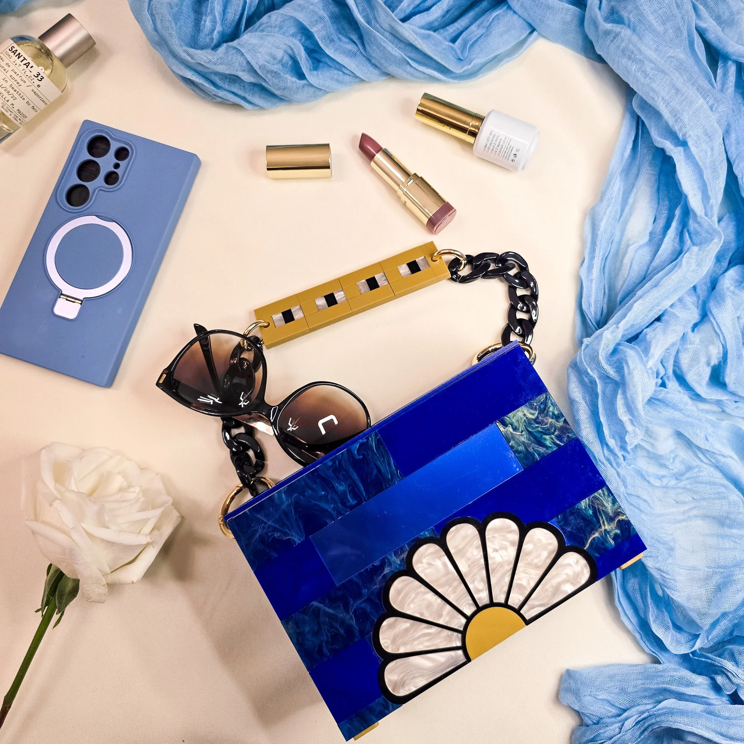 Assyrian Inspired handbag with accessories