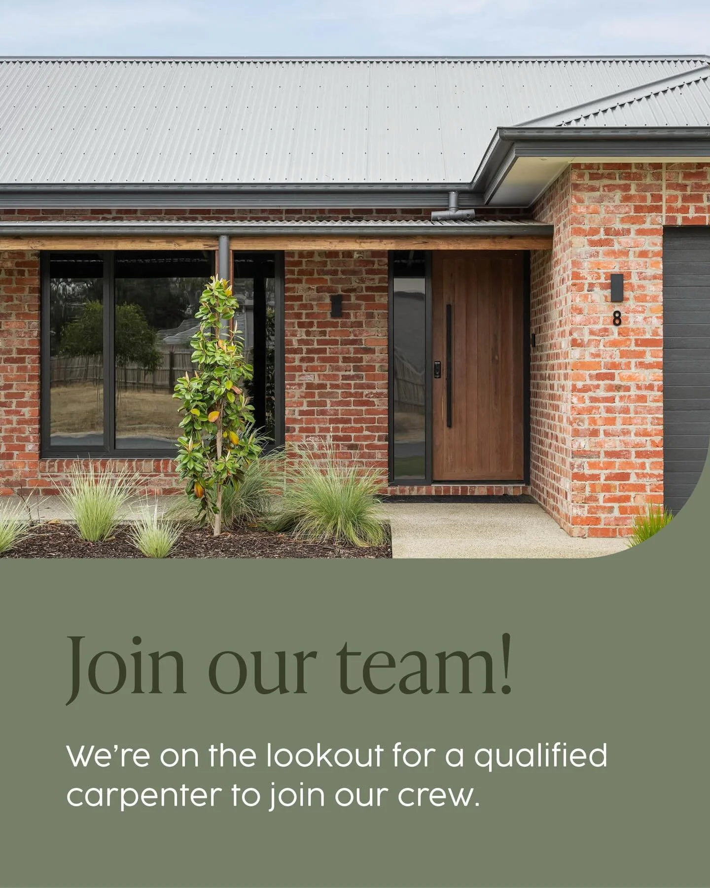 Carpenter Wanted! 🔨

We&rsquo;re on the lookout for a qualified carpenter to join our crew.
If you&rsquo;re reliable, take pride in your work, and know your way around timber, we want to hear from you.

What we&rsquo;re looking for:
�&bull; Solid ca