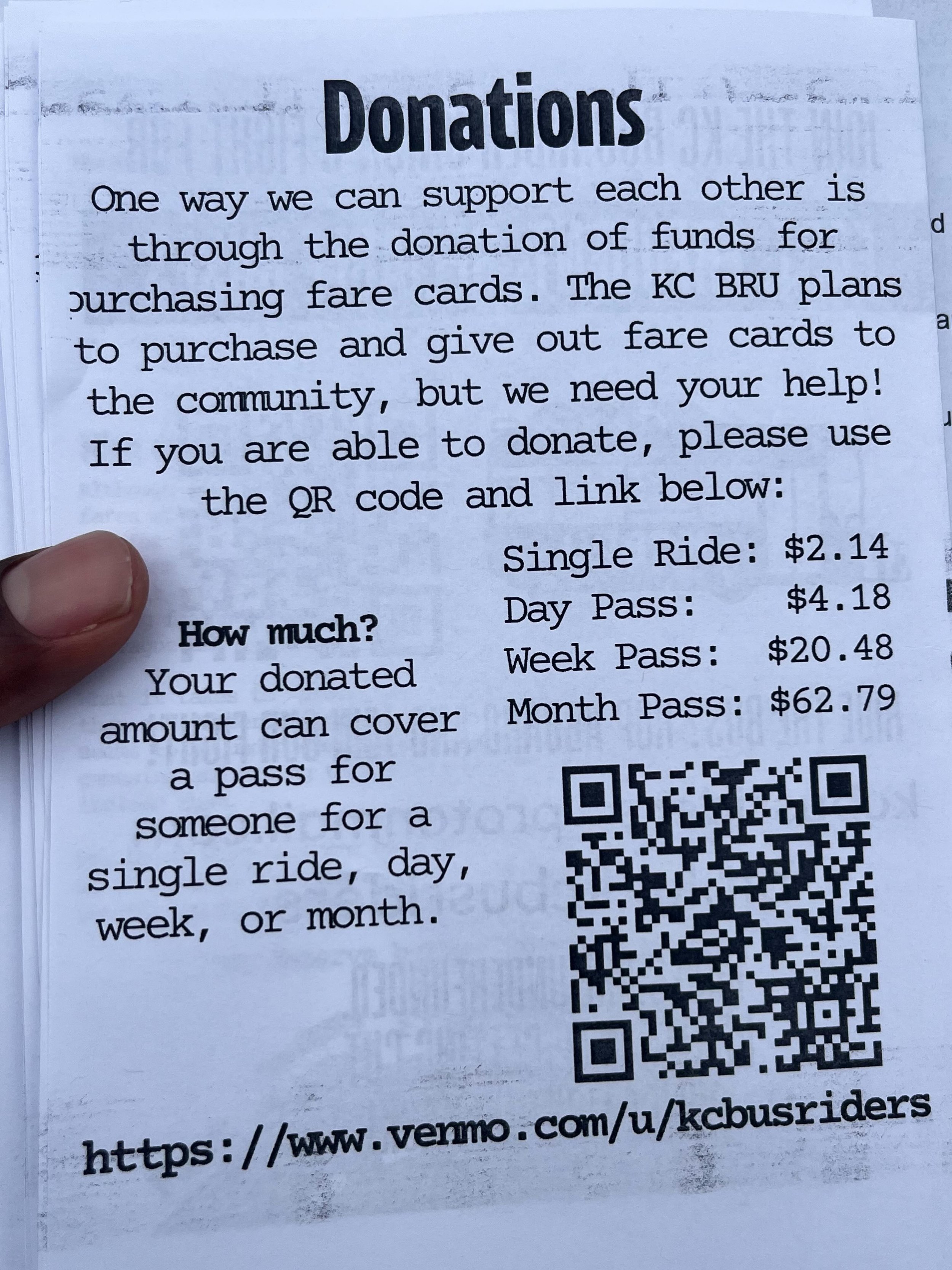 On June 1st, KCATA will resume bus fares for riders. Standard fares that will apply to RideKC bus routes will look like this:

Single Ride: $2
Day Pass: $4
Weekly Pass: $20
Monthly Pass: $62.50

Reduced fares will be available for eligible riders. Yo