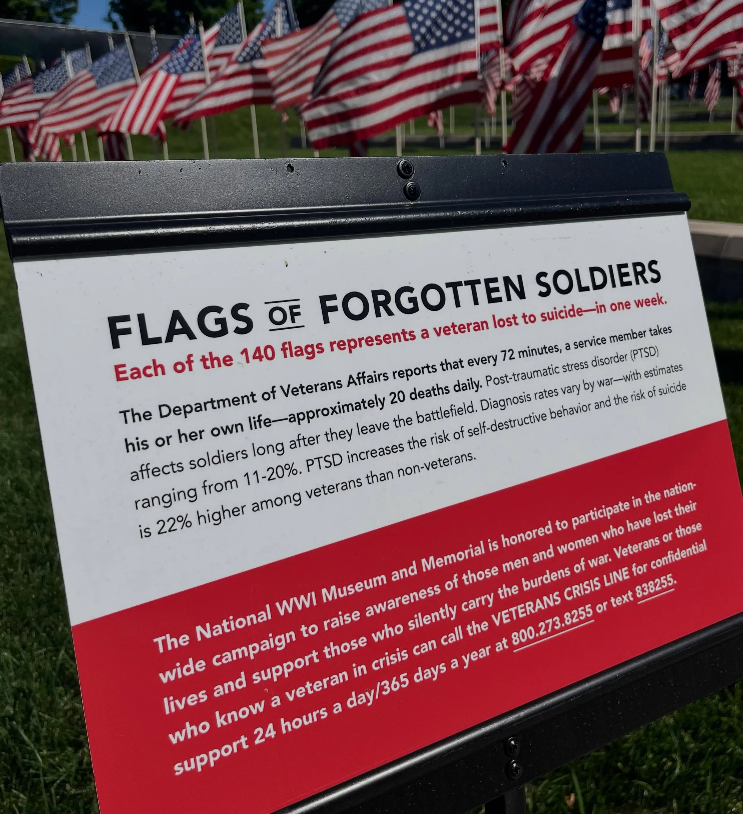 Spotted this sign at the WWI Memorial today, and it&rsquo;s a message worth sharing. 

Memorial Day is a time to remember those who made the ultimate sacrifice but let&rsquo;s also hold space for the veterans who came home and are quietly struggling 