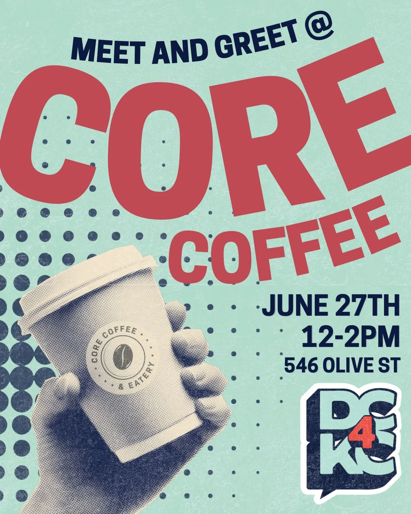 Coffee&rsquo;s brewing and conversation is flowing!
Come hang out at Core Coffee on June 27th from noon to 2 pm! Grab a great cup of coffee and let&rsquo;s chat about the future of our city.