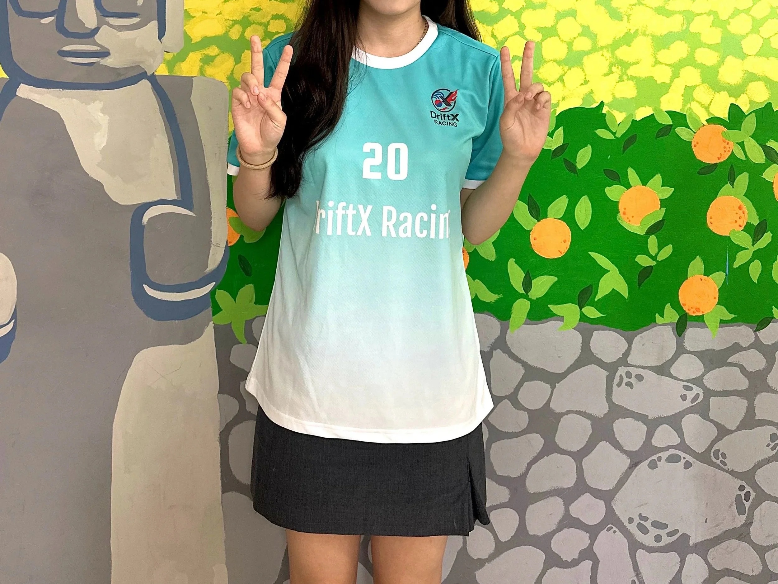 Even in our additional t-shirt uniform, we made sure we included the three theme colors so that our team identity expressed fully.