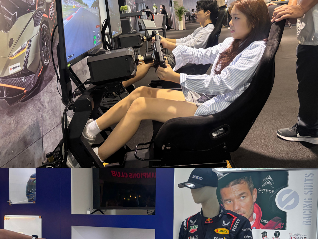 Trying out car simulations, looking around the F1 museum.