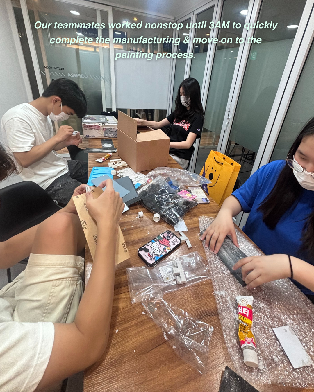 Applying the putty and sanding our cars
