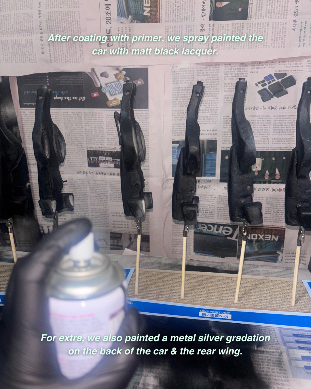 applying black lacquer