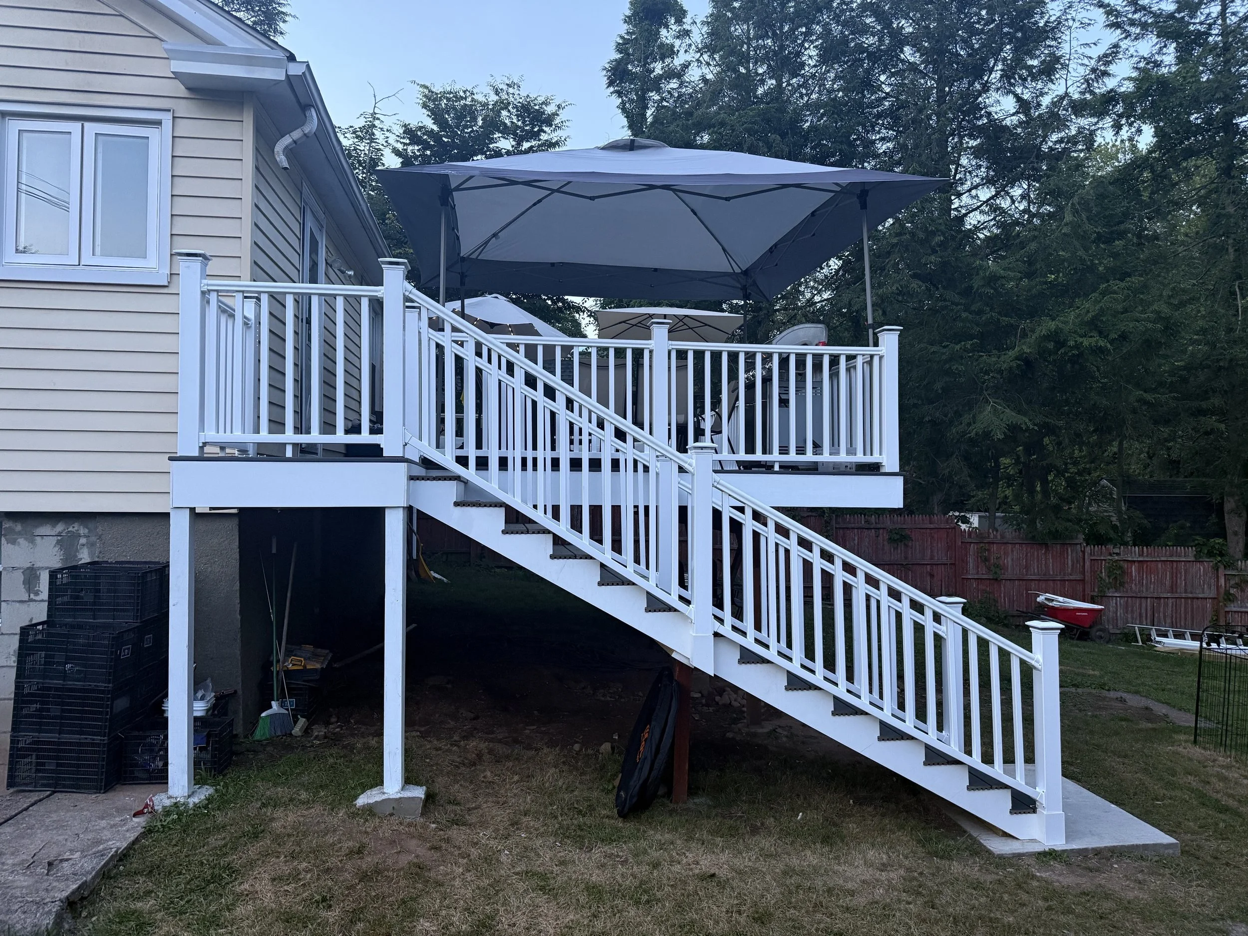 After: Trex composite deck extension, South Elm St, Wallingford CT"