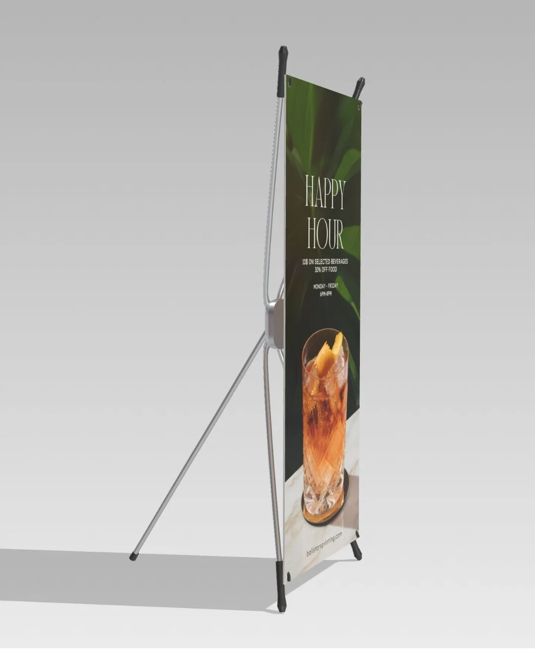 x banner in side view of promoting bali cafe, bar and restaurant