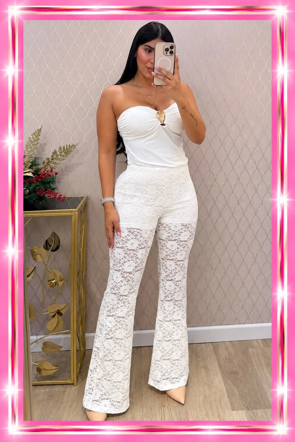 Chic White Mesh Pant