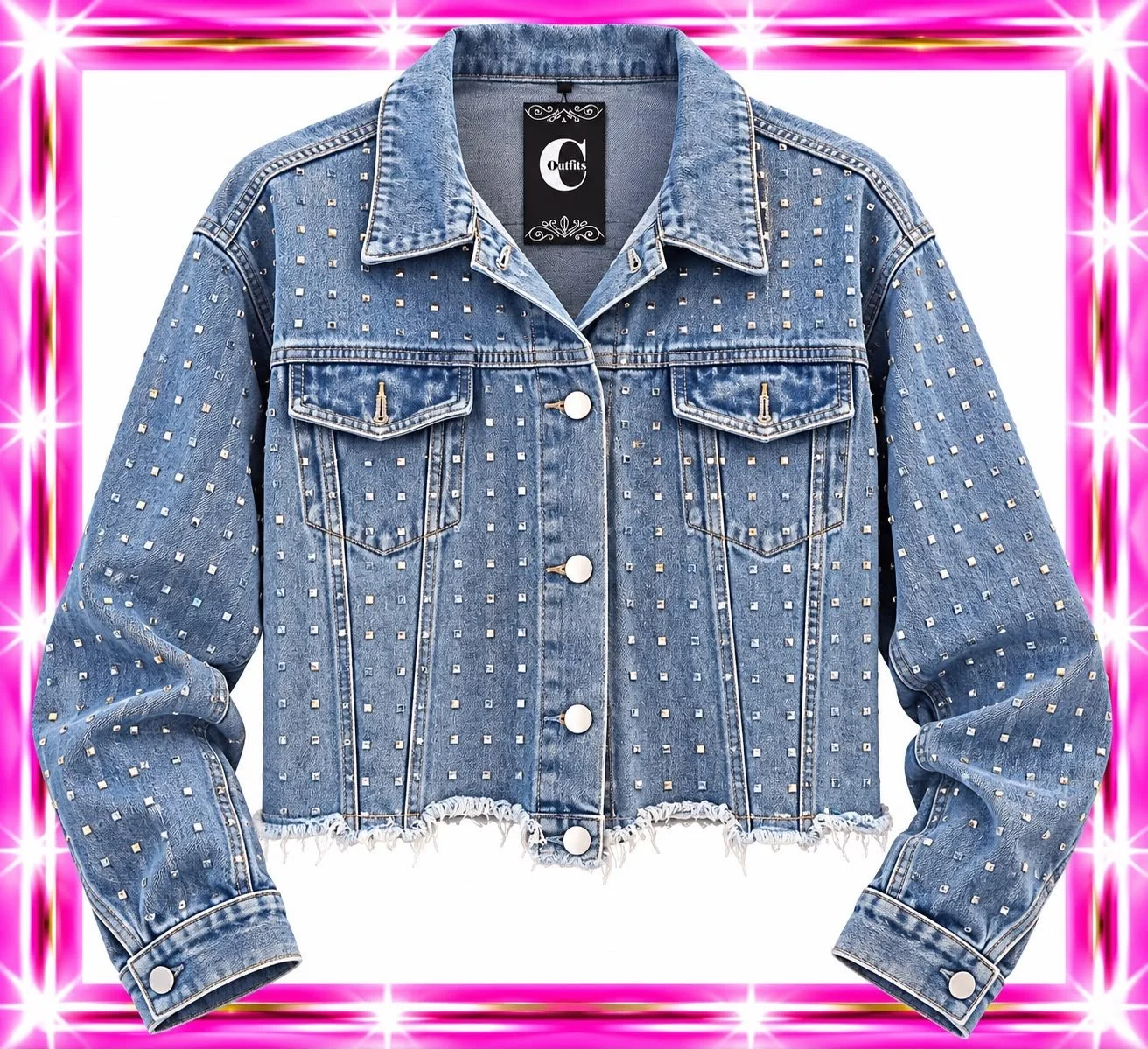 Denim Glitter Glam Jacket