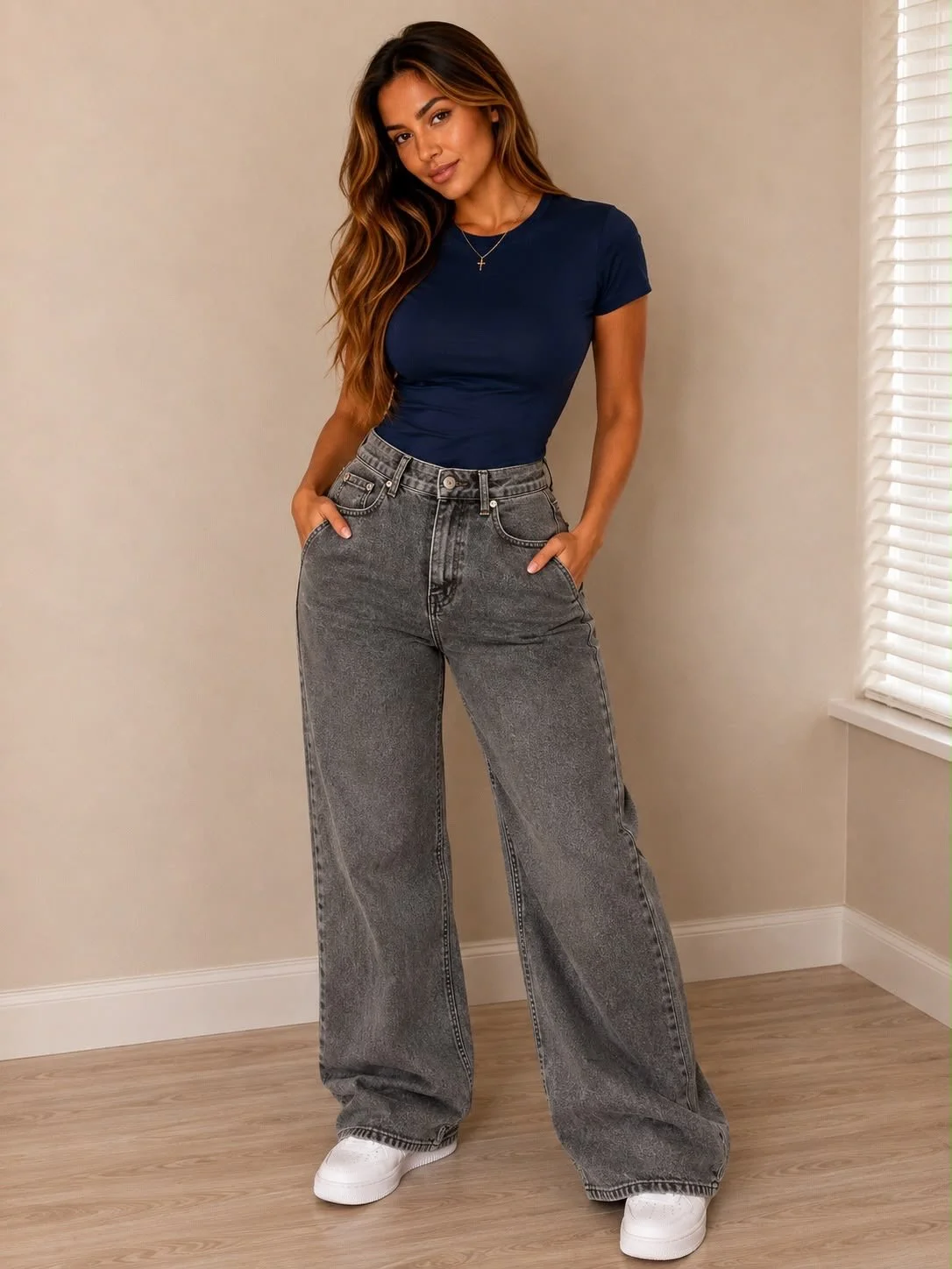 Chic Wide Leg Denim Pants