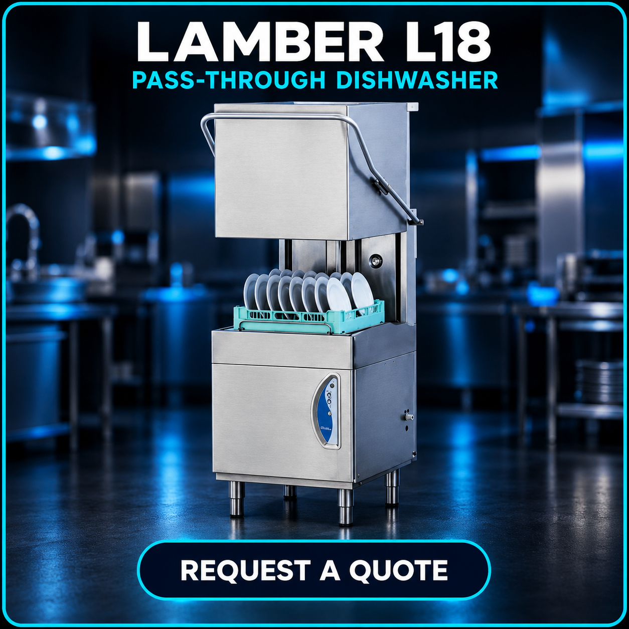 Lamber L18 commercial pass-through dishwasher – request a quote from Worldwide CDM