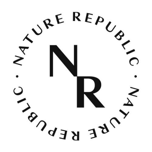 Logo with a circle containing the words "NATURE REPUBLIC" repeated twice and a large N and R in the center.