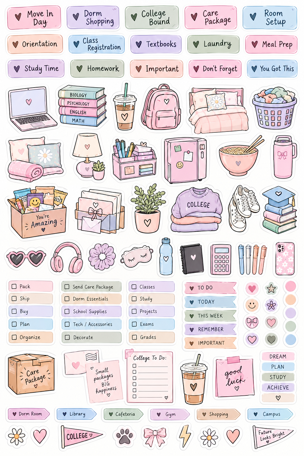 Dorm Room Planner Sticker Sheet