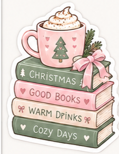 Christmas Cocoa & Books Sticker