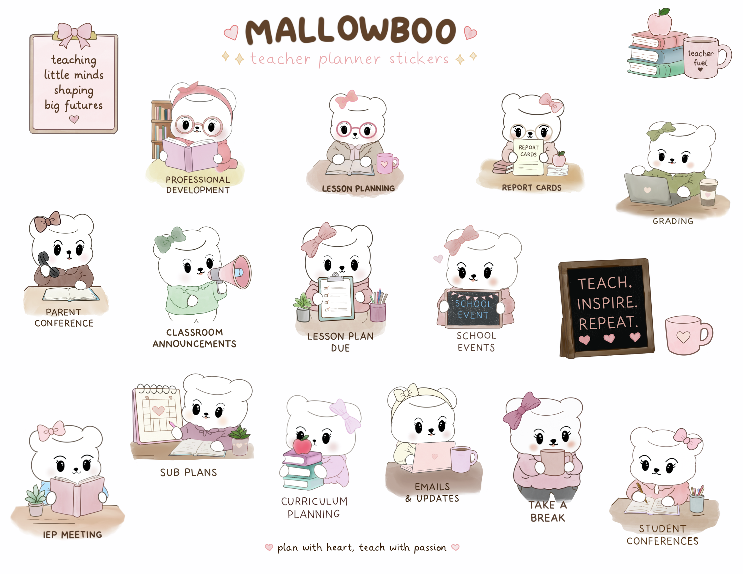 Mallowboo Teacher Planner Sticker Set