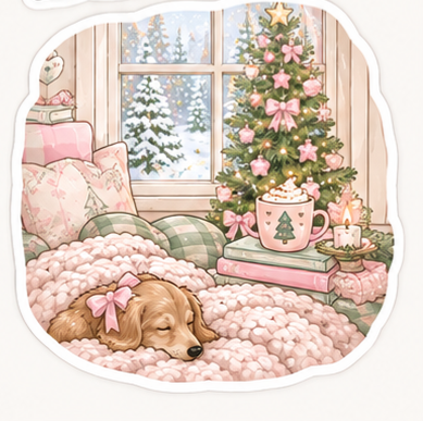 Festive Dachshund Slumber Sticker