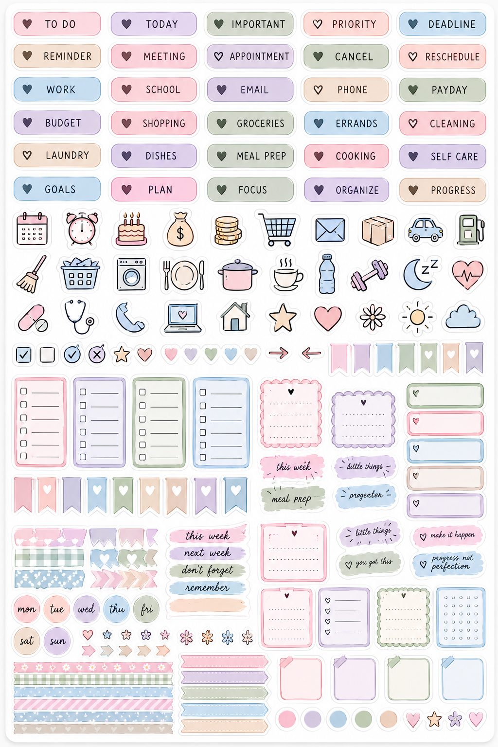 Colorful Planner Sticker Sheet