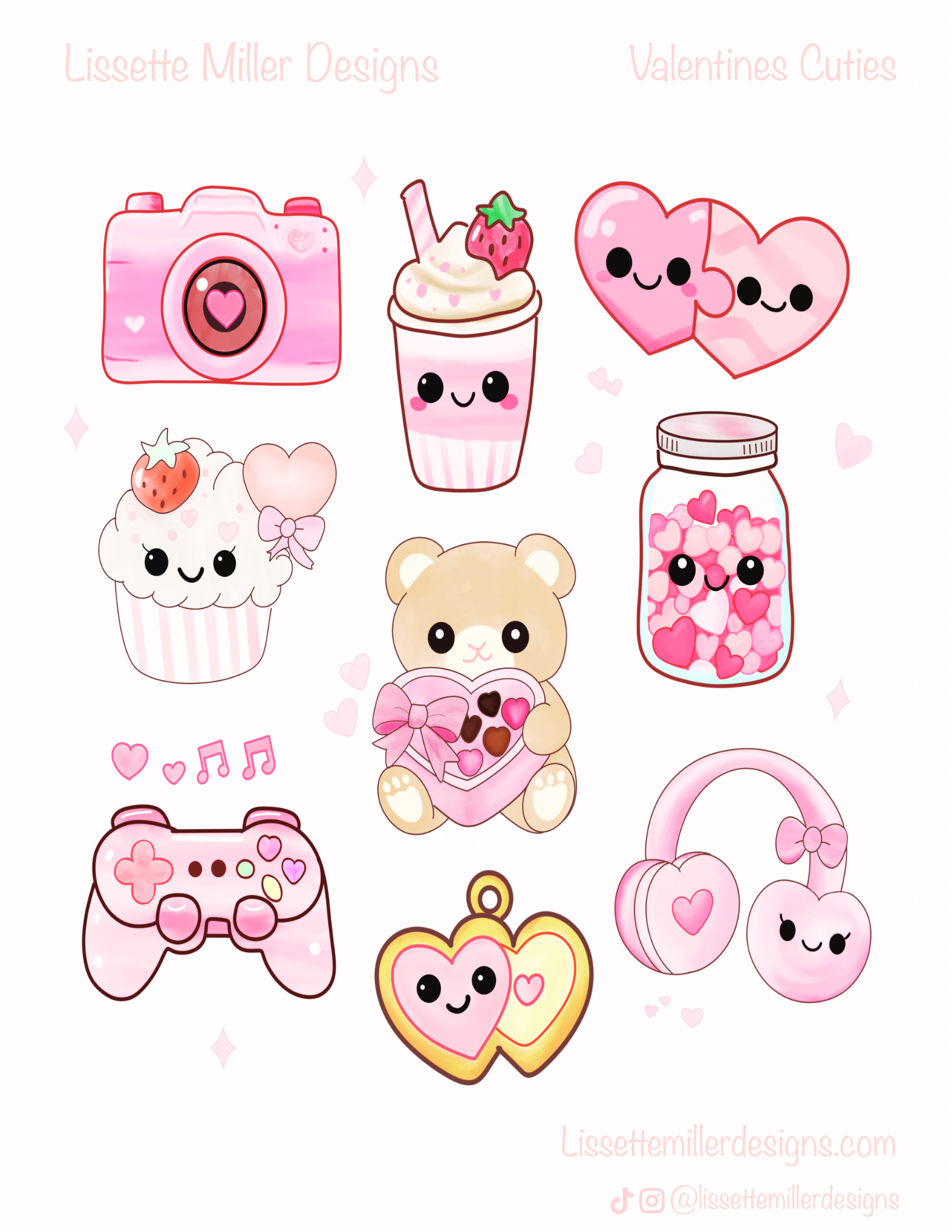 Kawaii Valentine's Day Sticker Sheet