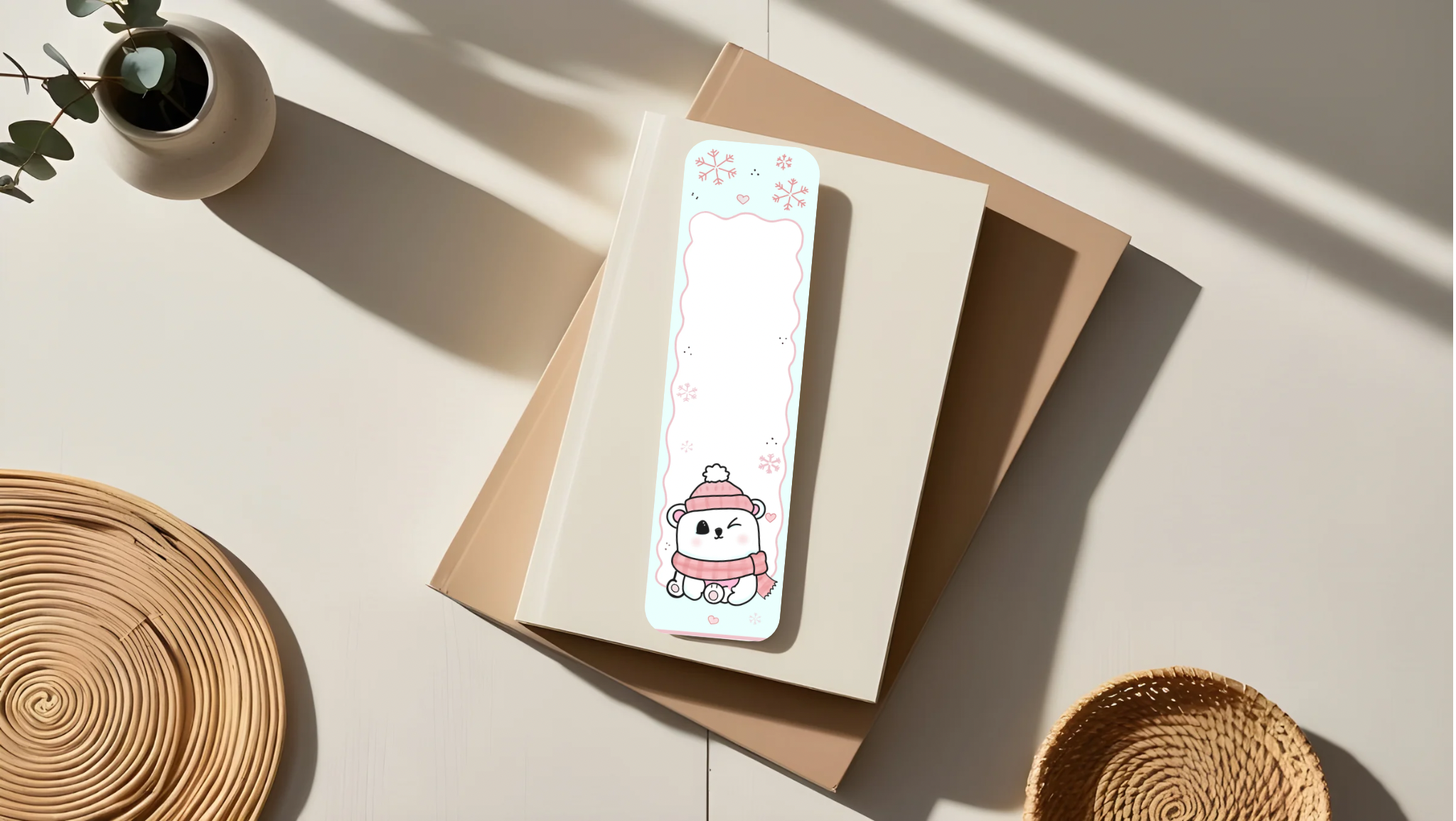 Kawaii Mallowboo the Marshmallow Bear Winter Bookmark | Cute Cozy Book Lover Gift