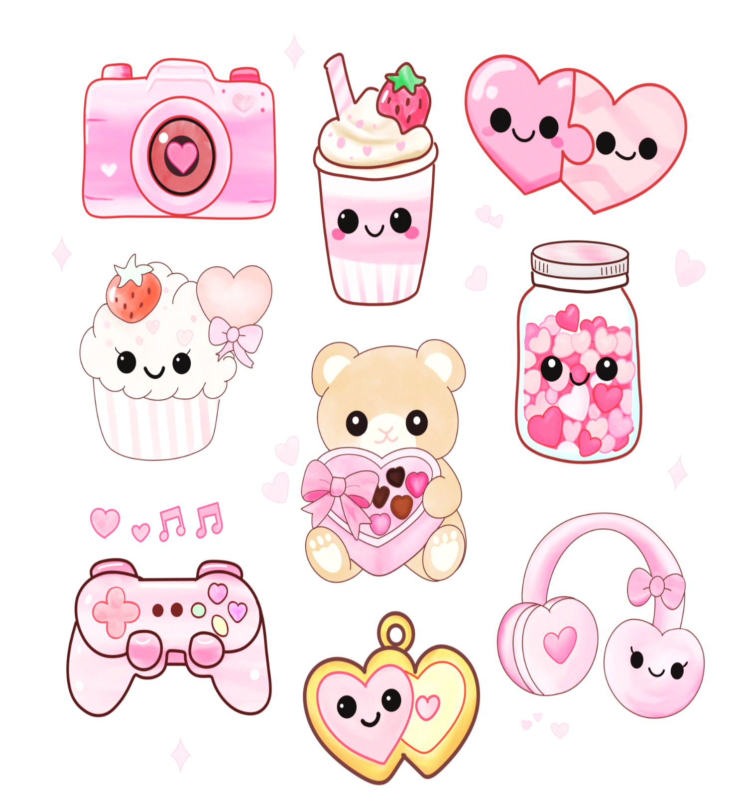 Kawaii Valentine's Day Sticker Sheet