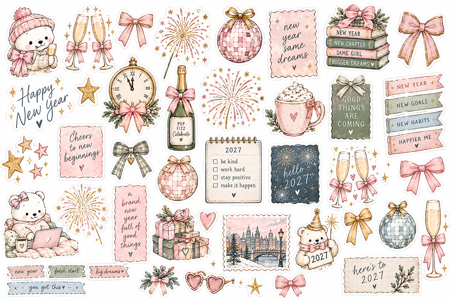 New Year Celebration Sticker Set