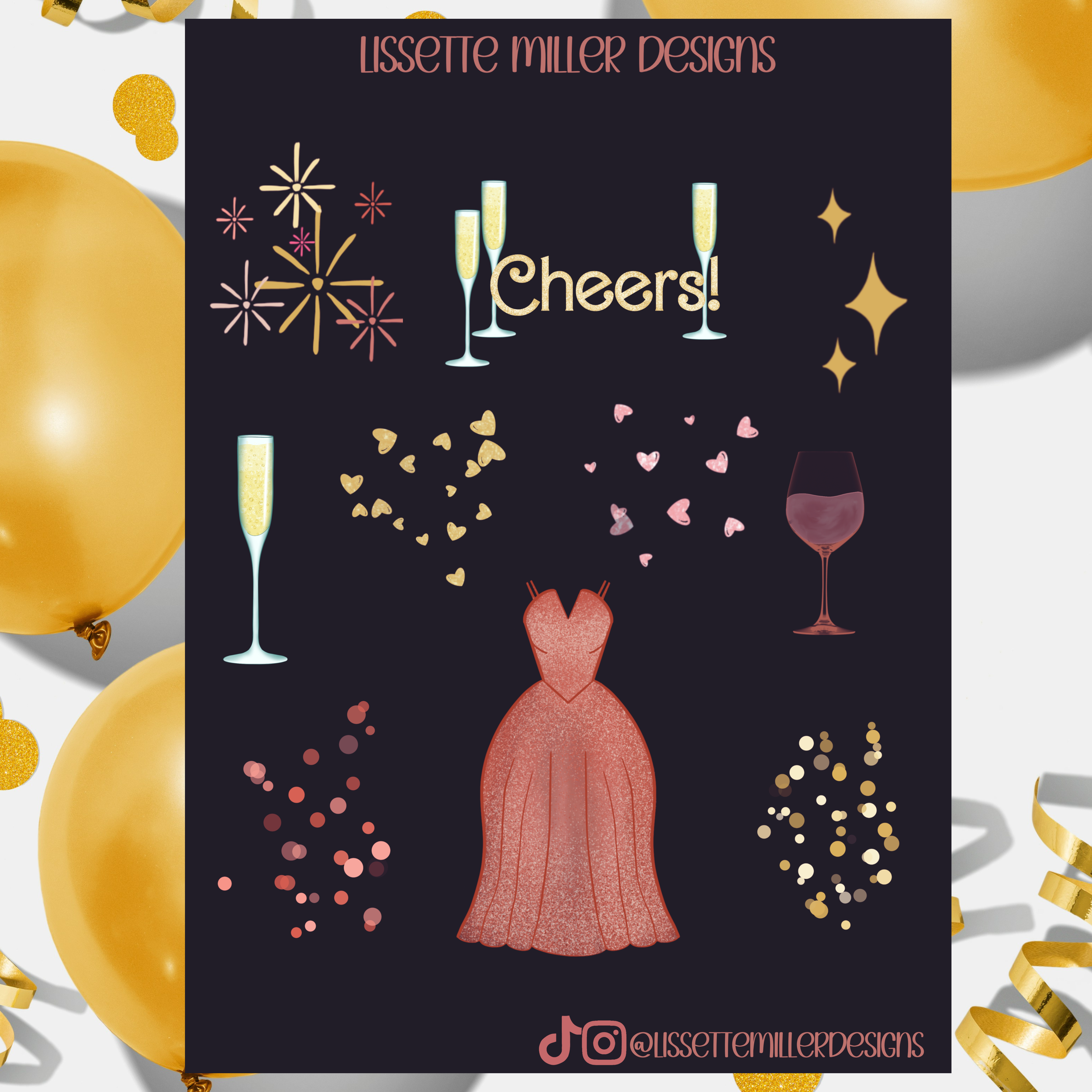 Sparkling New Year’s Eve Sticker Set