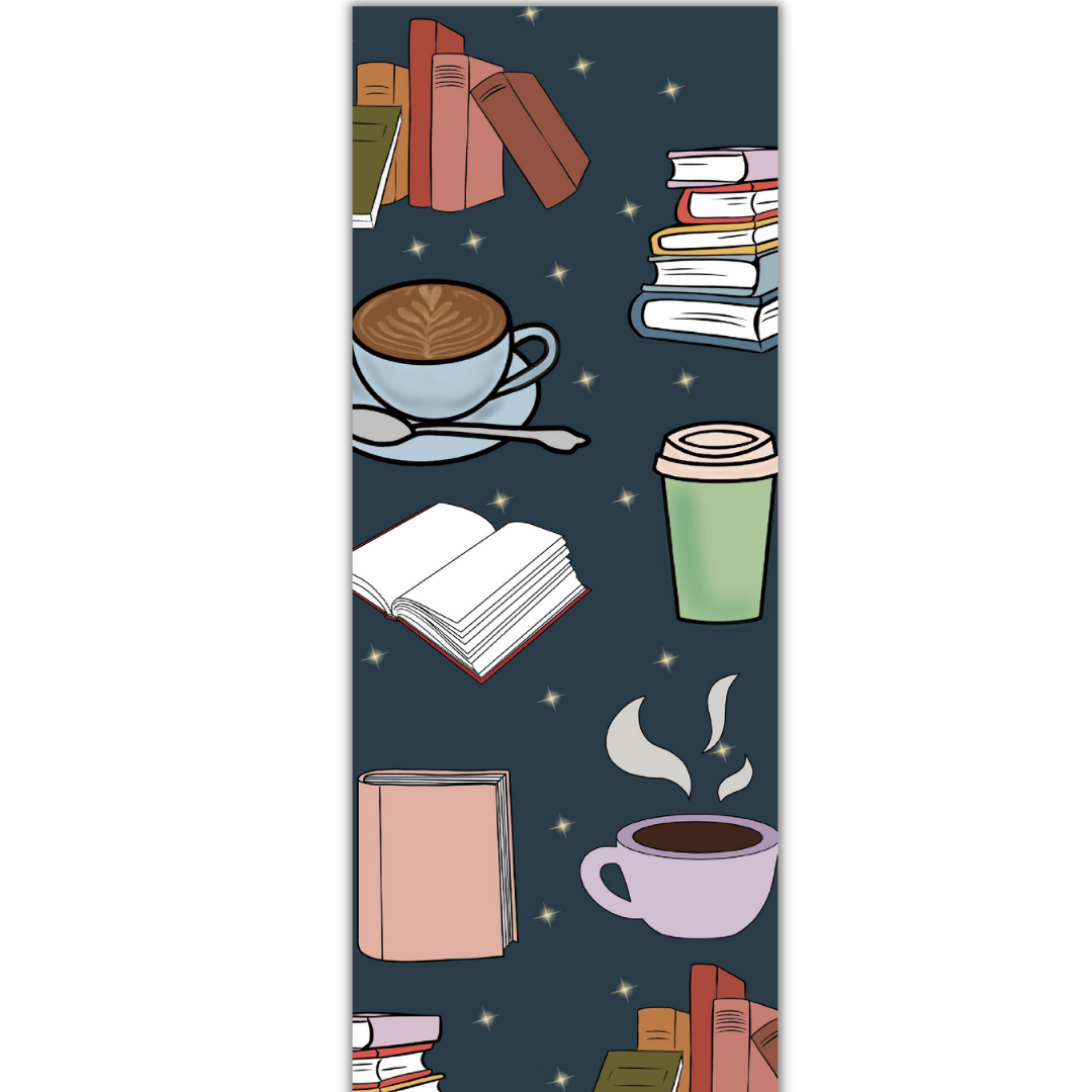 Books and Coffee Bookmark: Double-Sided Laminated Cardstock
