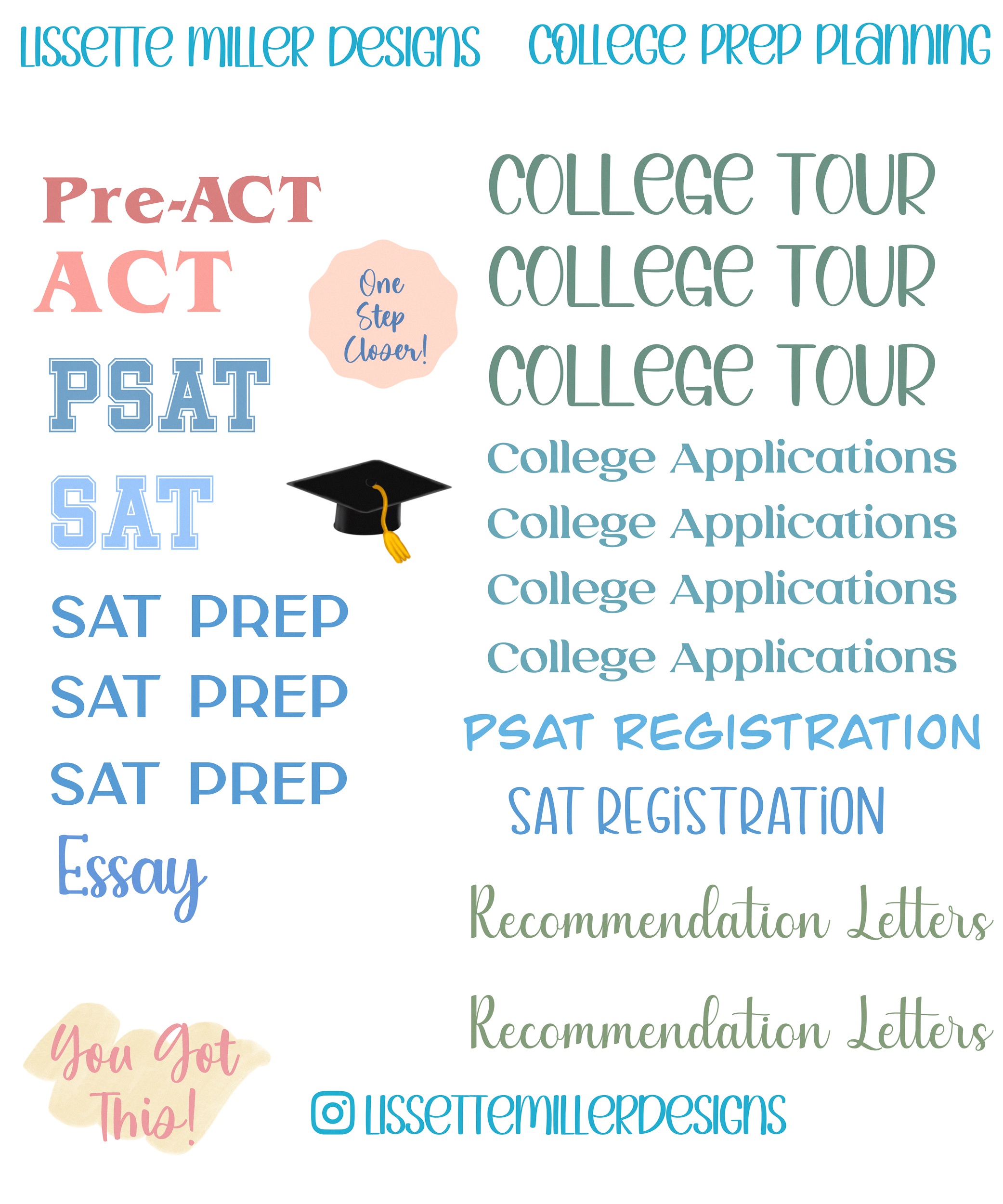 College Prep Planning Sticker Sheet