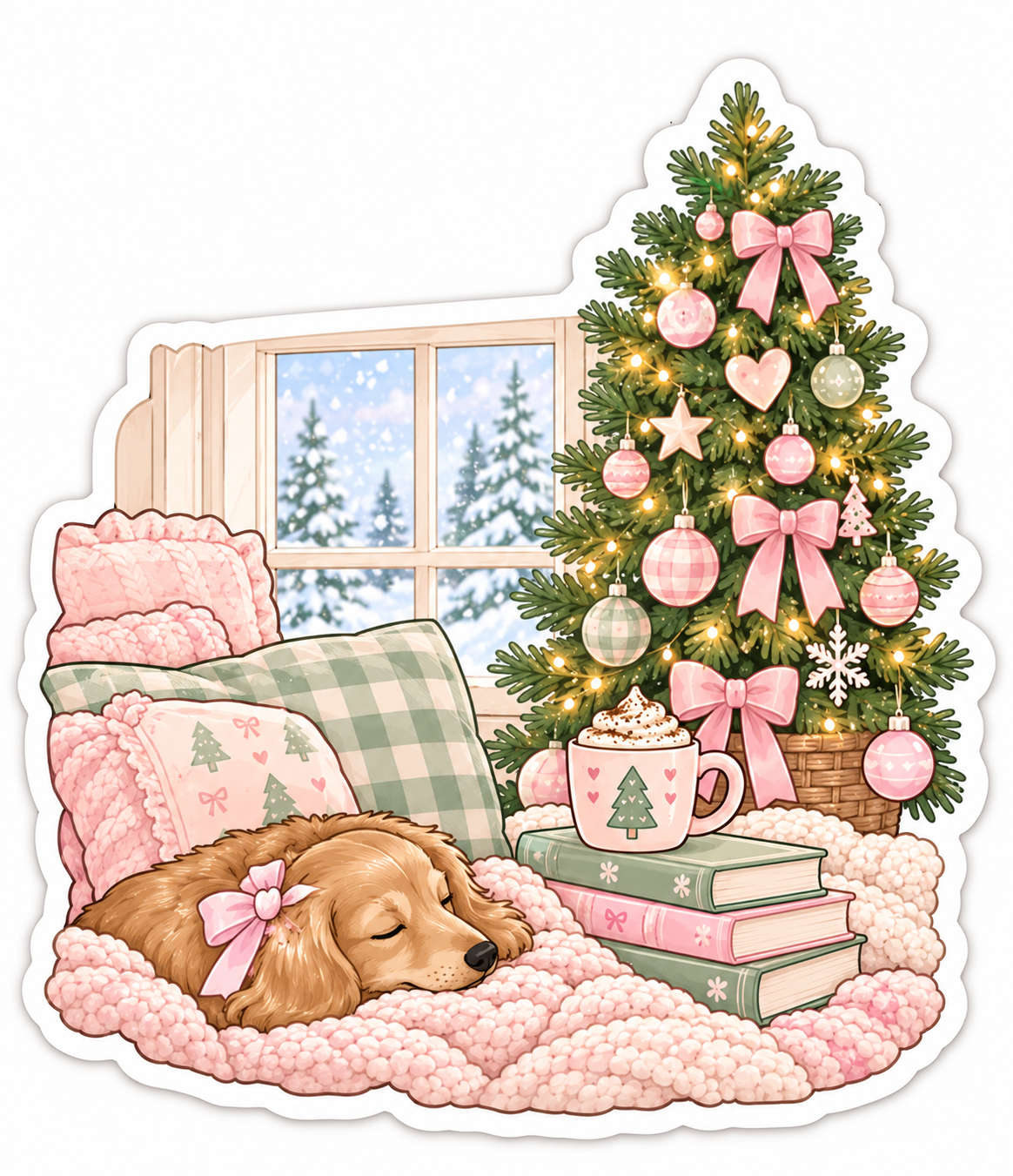Festive Dachshund Slumber Sticker