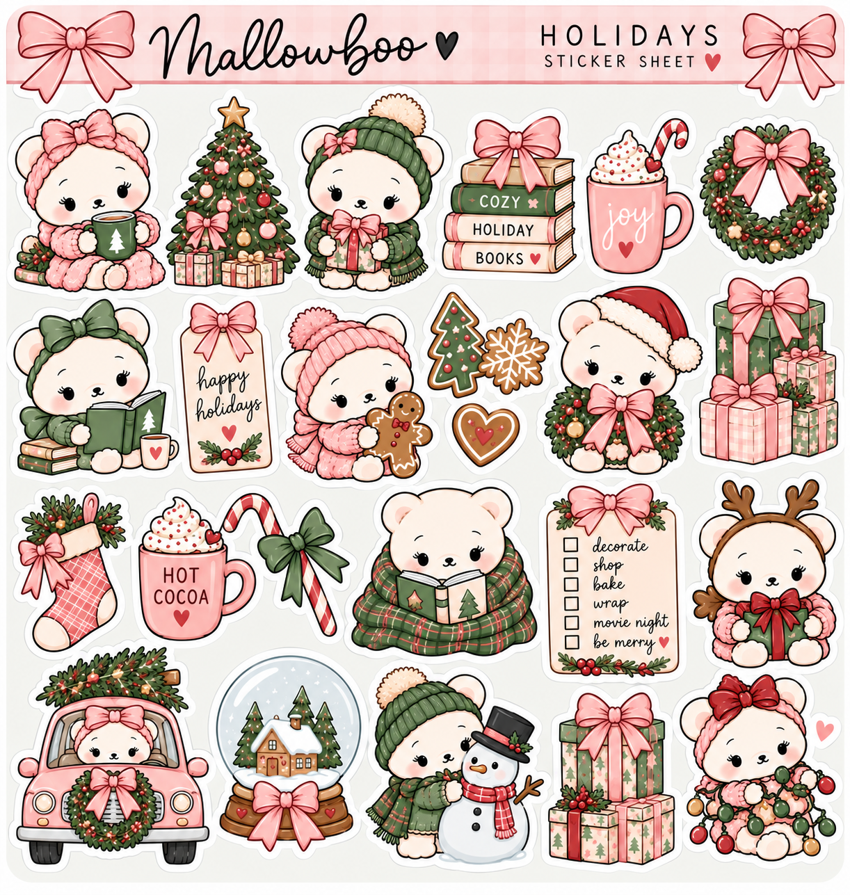 Mallowboo Holiday Bear Sticker Sheet