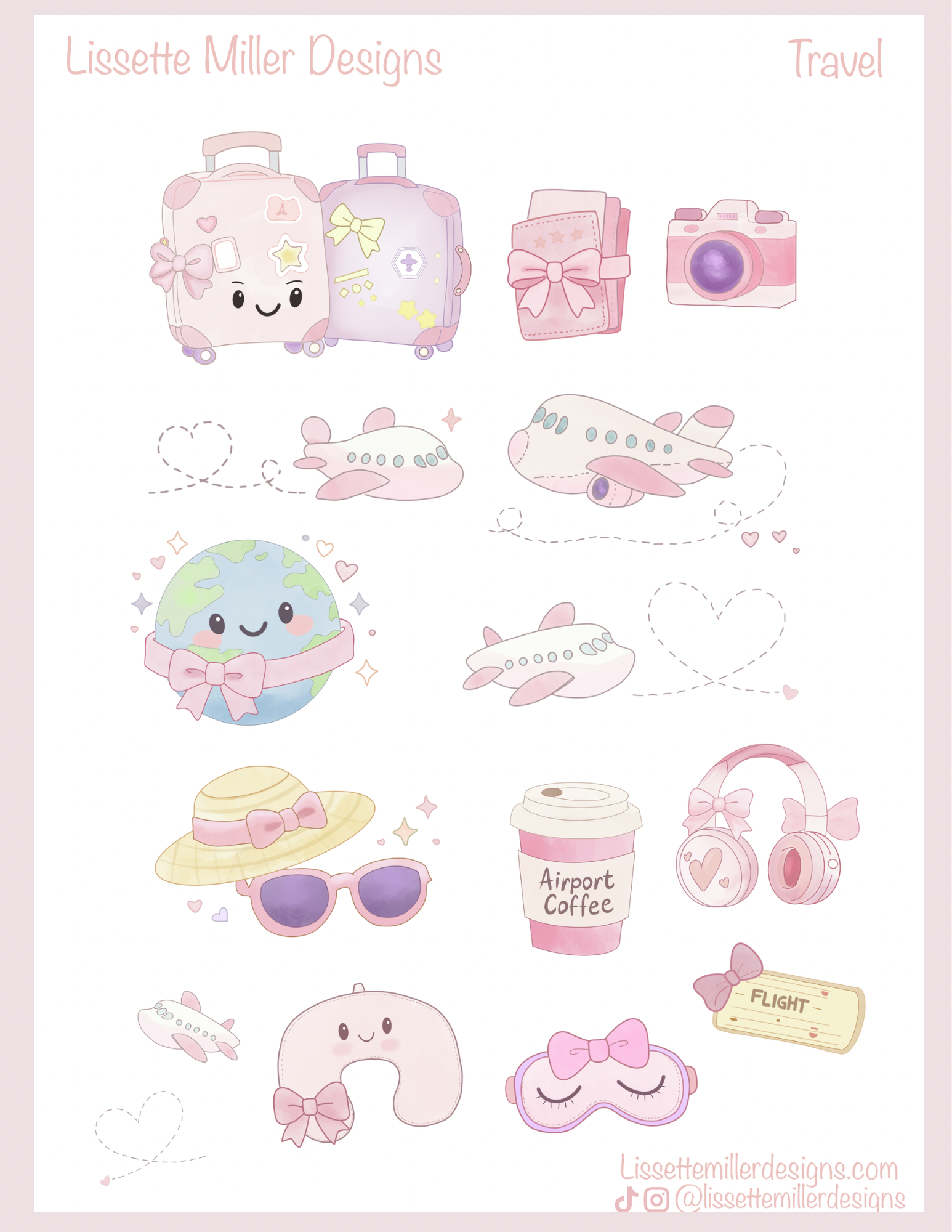 Kawaii Travel Adventure Sticker Set