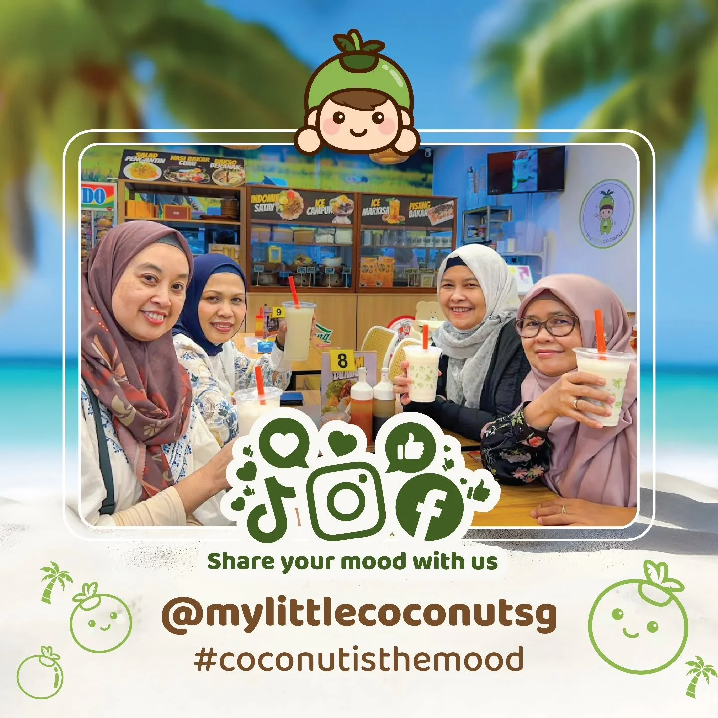 🥥💚 At My Little Coconut, nothing makes us happier than seeing groups of friends and families gather around the table, sipping on our signature coconut shakes and sharing moments together. The smiles say it all &mdash; coconut really is the mood! ✨
