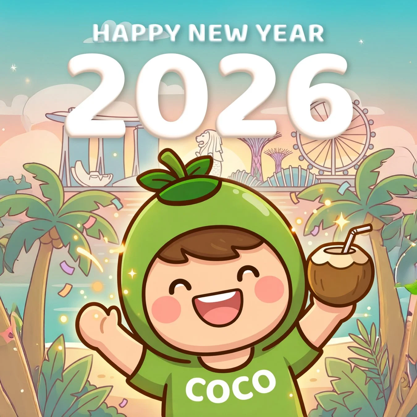 🎆🥥 Hello 2026! 🥥🎆

Coco is raising a coconut to new beginnings, fresh dreams, and even more moments to sip and smile. 🌴✨
Thank you for being part of our journey &mdash; here&rsquo;s to a year filled with good vibes, tropical moods, and refreshin
