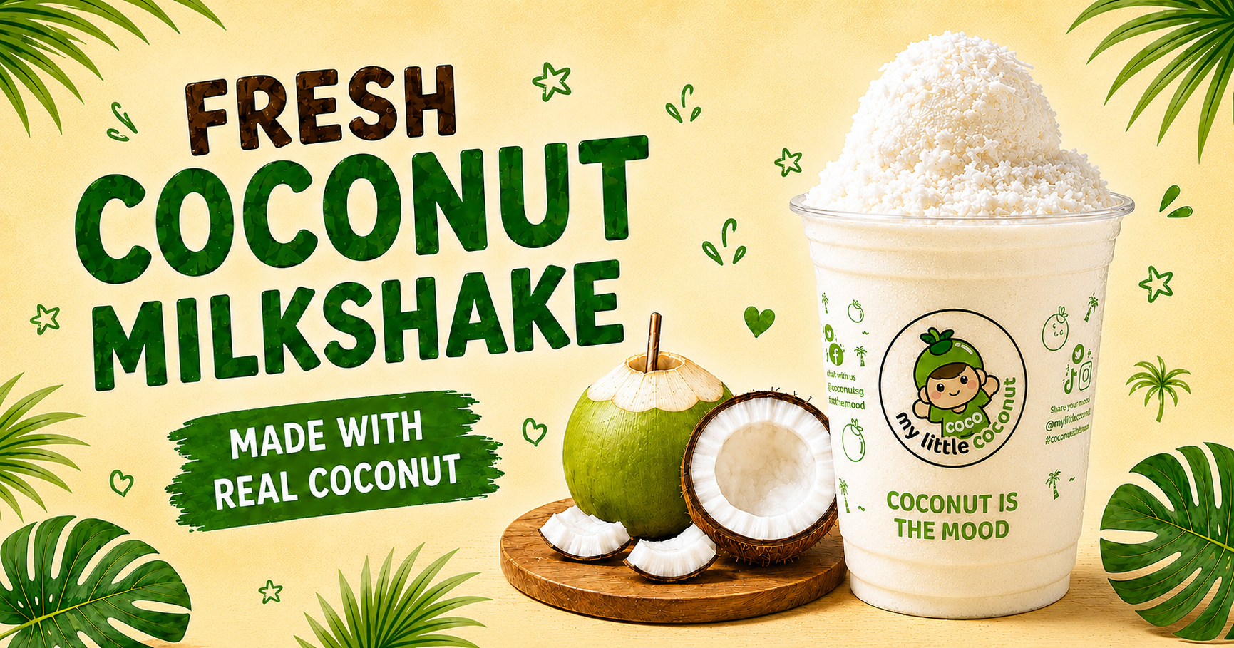 Fresh Original Coconut Milkshake made with real coconut at My Little Coconut