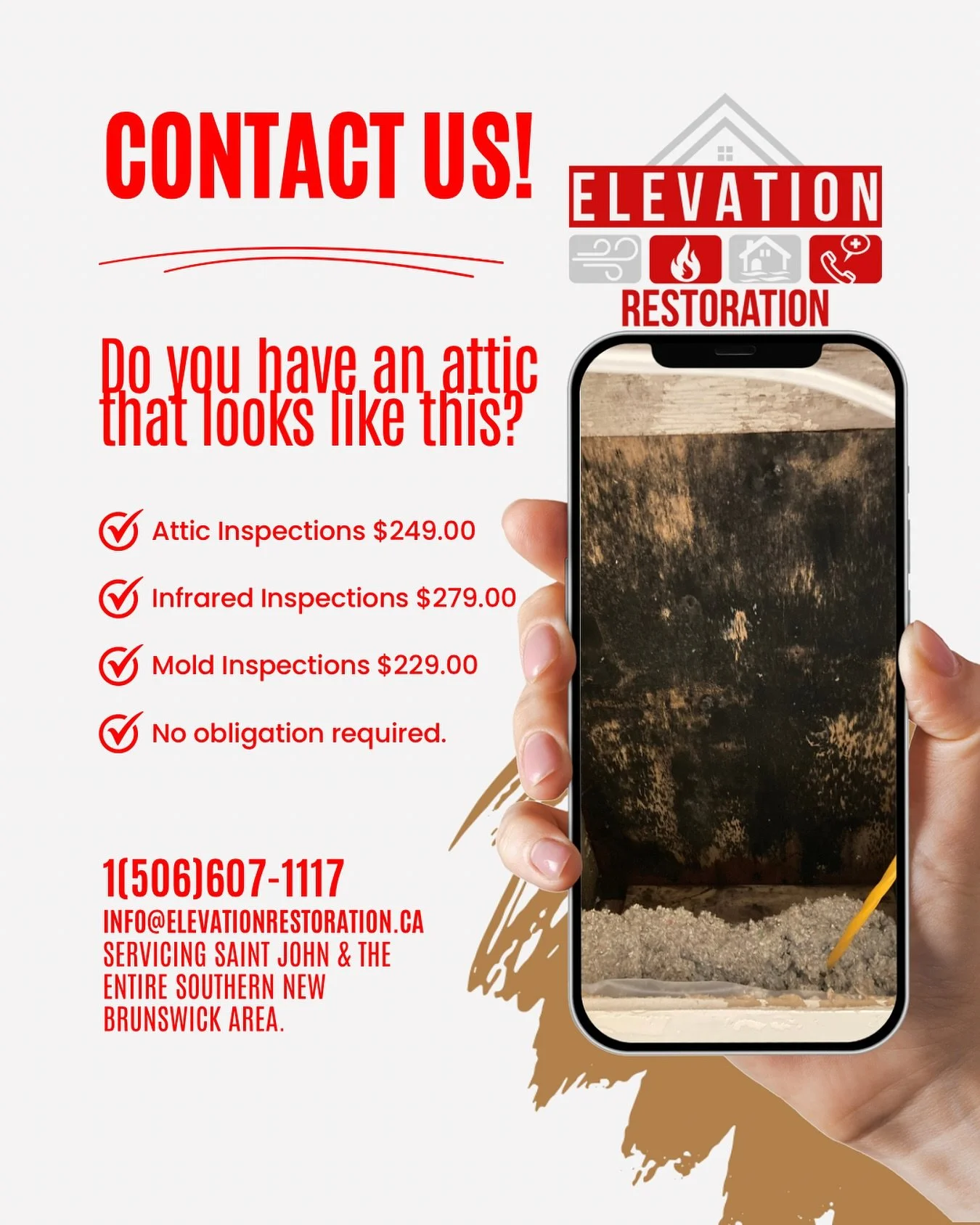 Give us a call, your health depends on it! 
1(506)607-1117
info@elevationrestoration.ca
https://elevationrestoration.ca