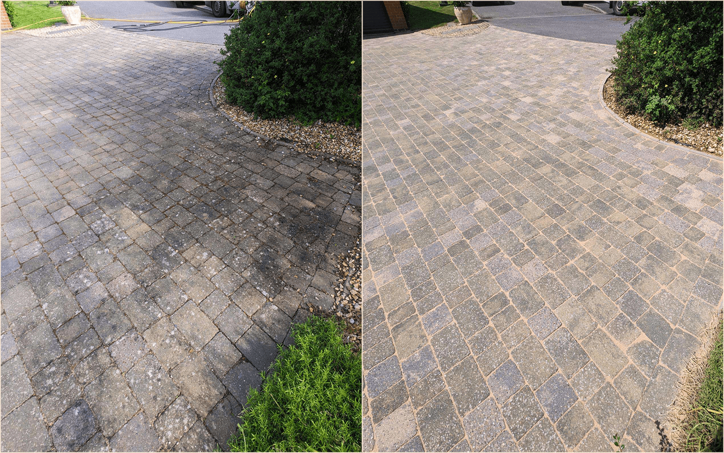 brick driveway clean are sanded before and after