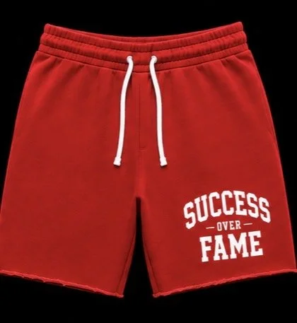 Success Over Fame Raw Edge Shorts
