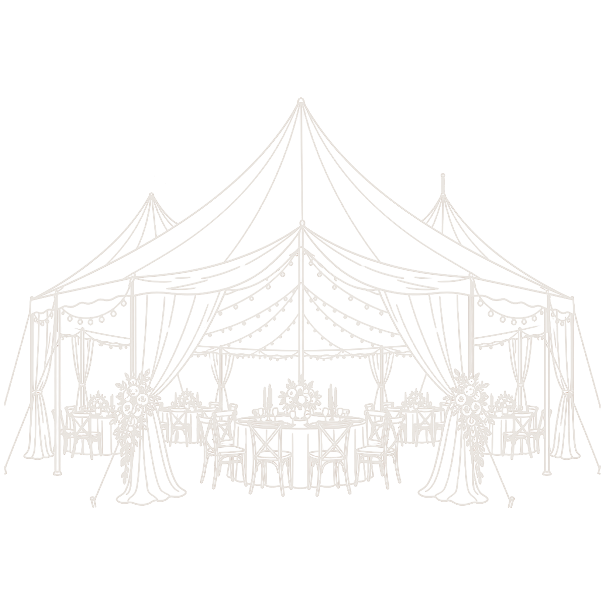 Tented gathering icon for corporate events at The Patterson