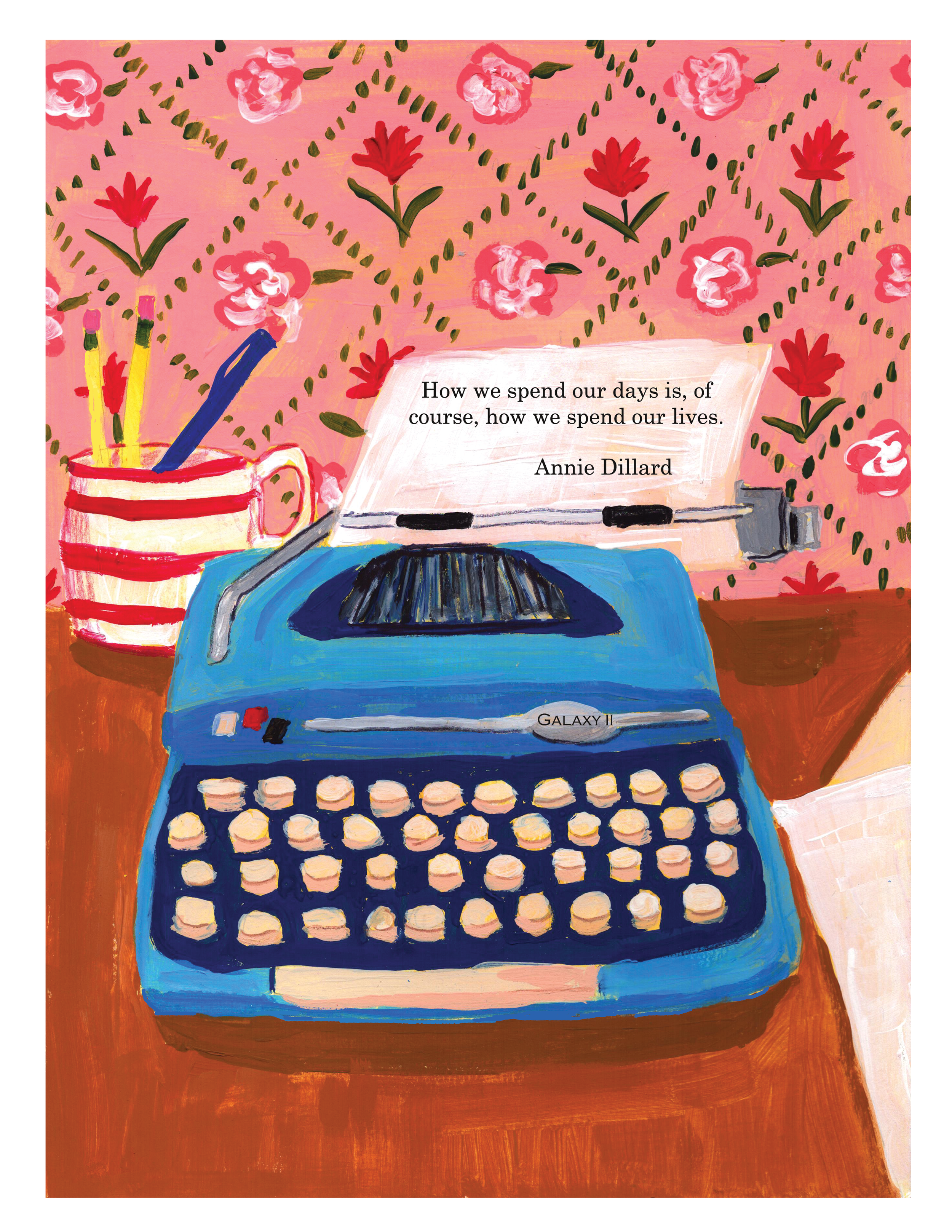 Vintage Blue Typewriter Print