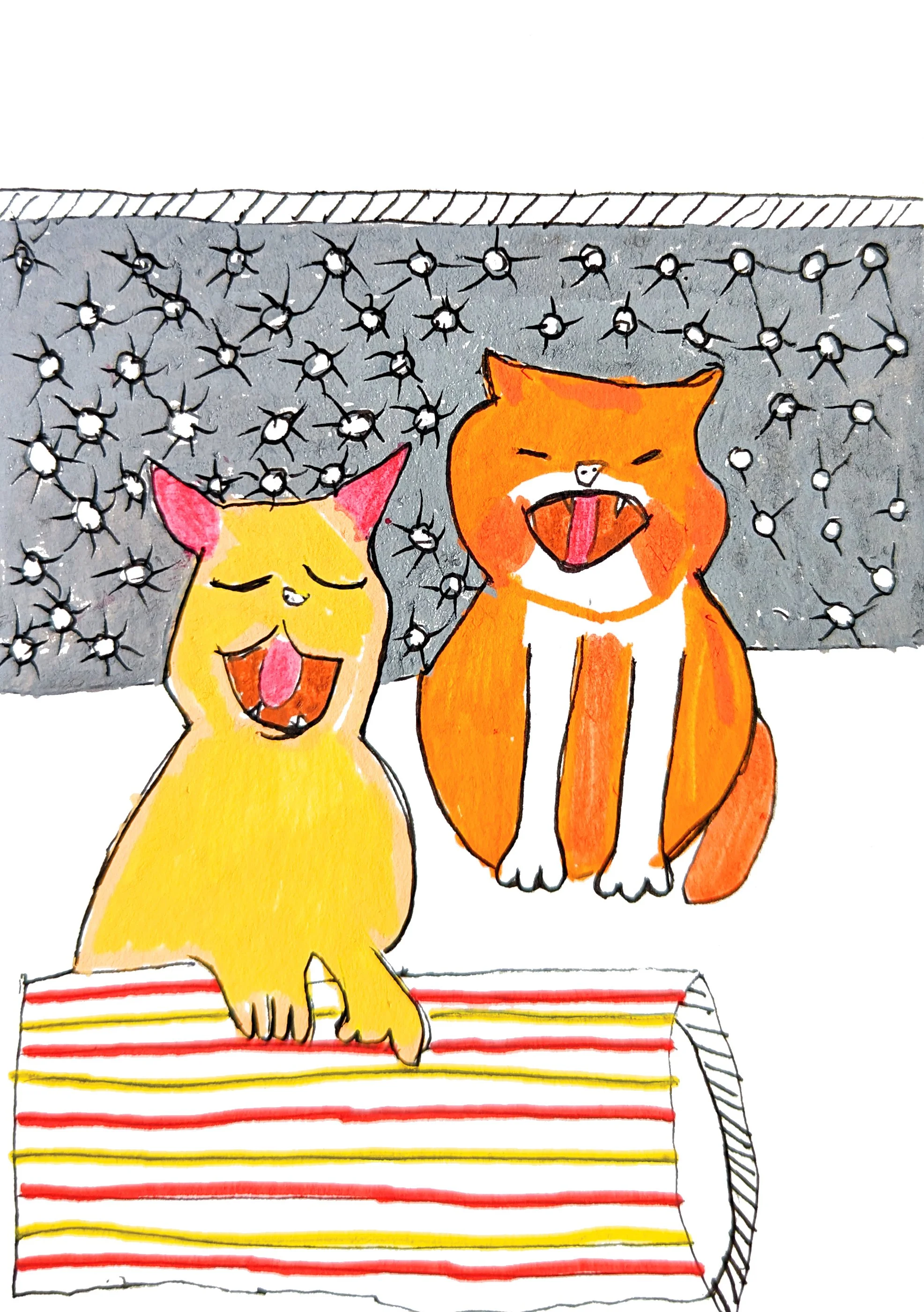 Two Kitty Cats on the Bed