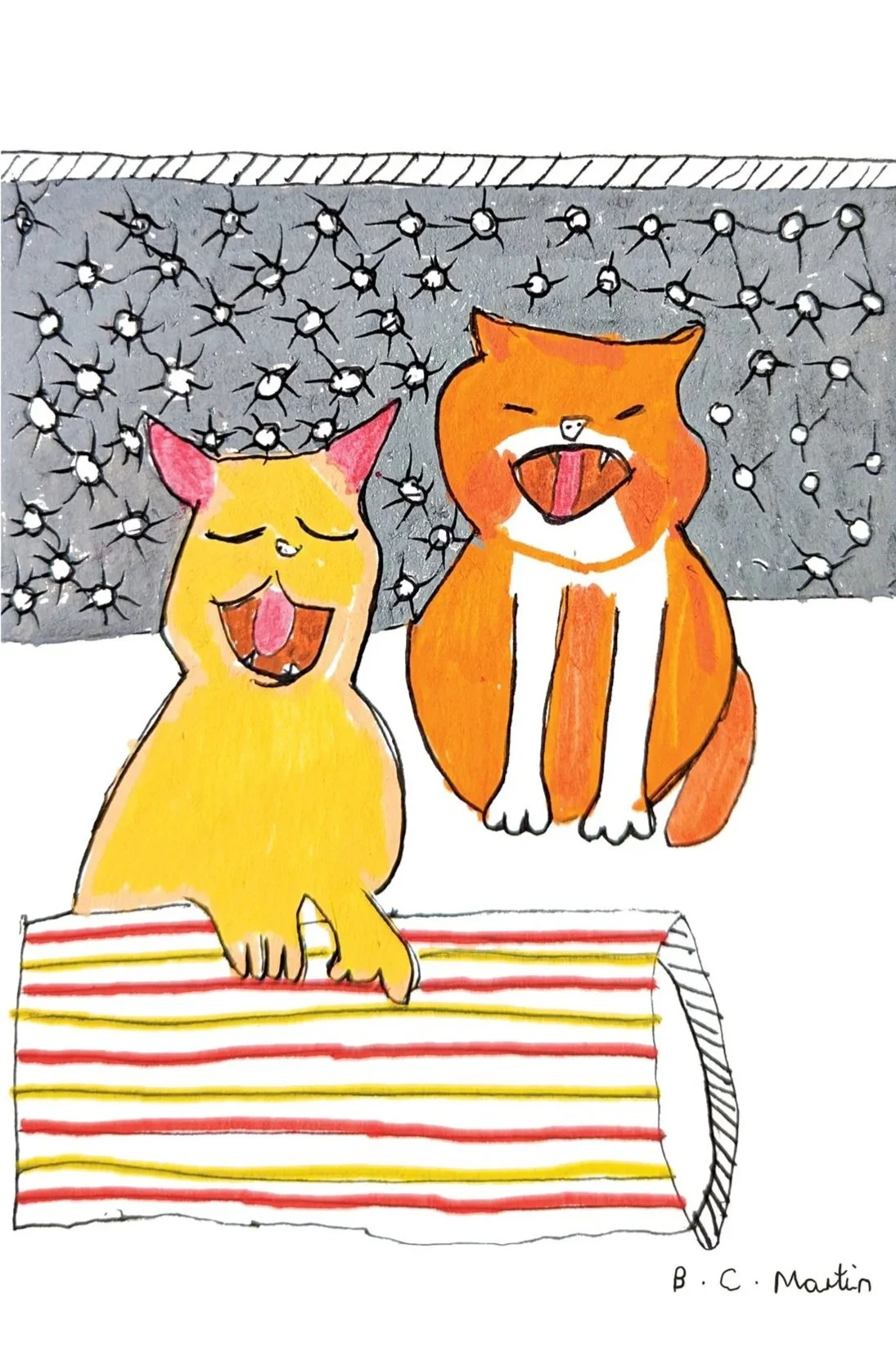 Yawning Cats Print