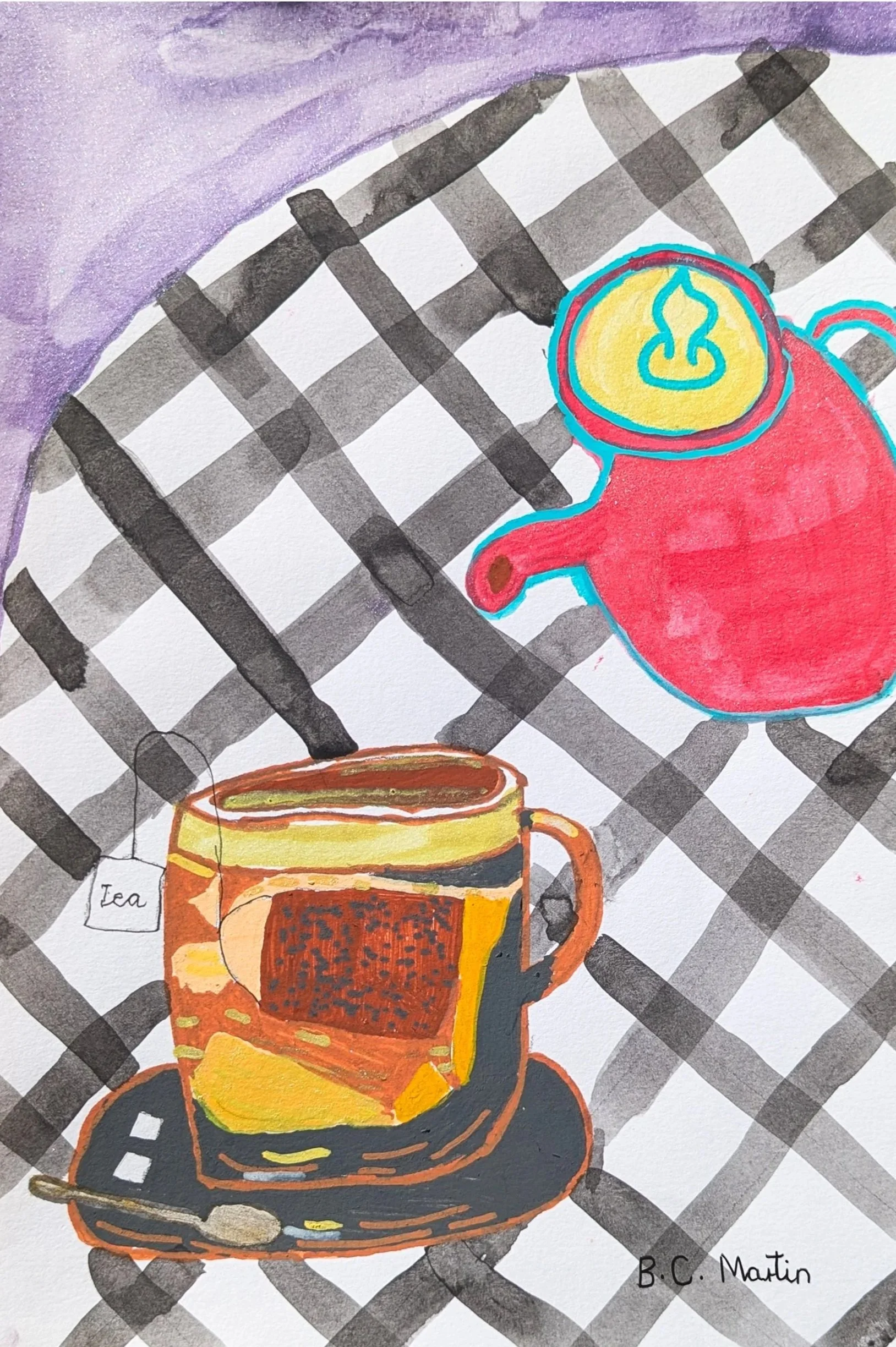 Cup of Tea with a Pot Print