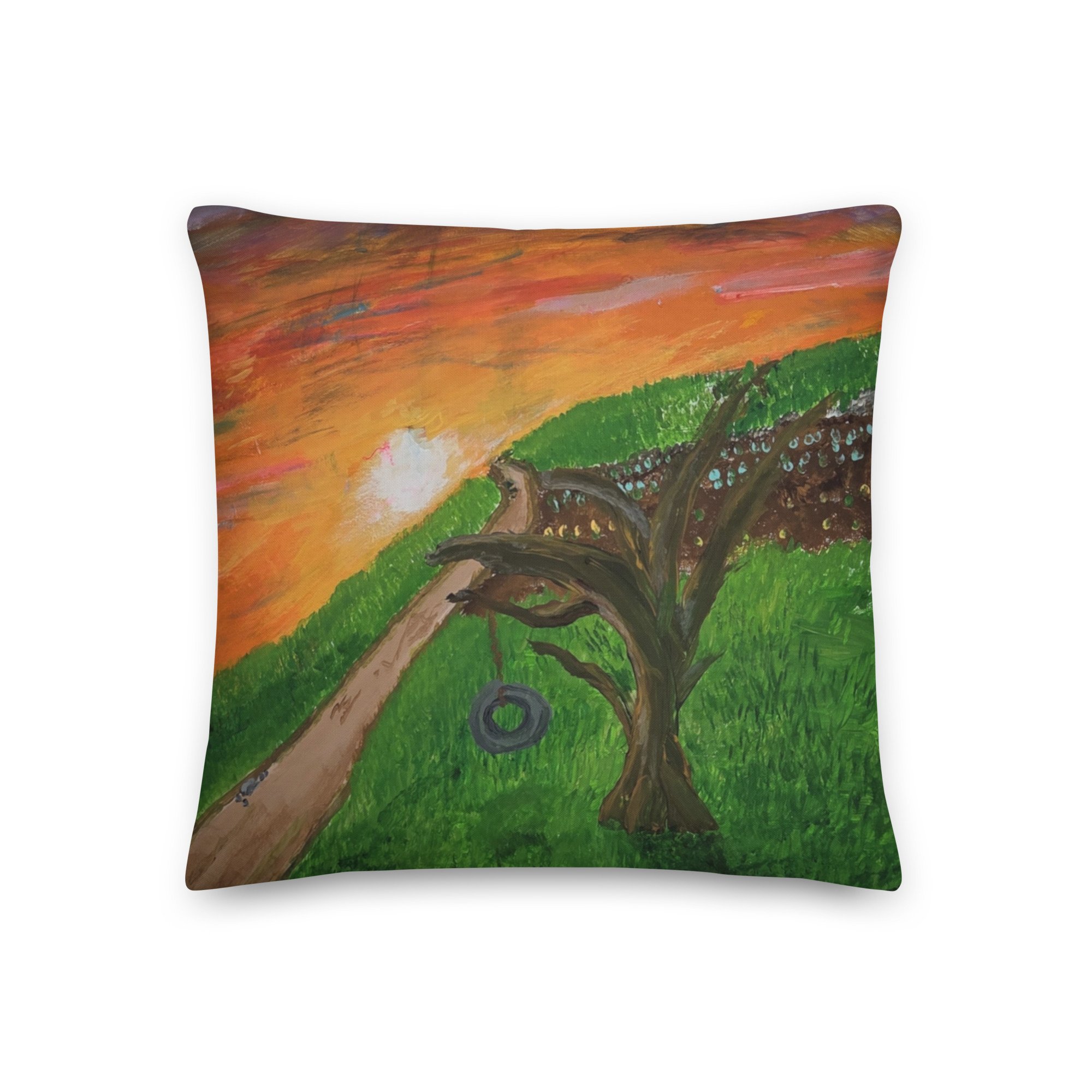 Juanita Buckles: "Sky Fire" & "Mystery" Reversible Art Pillow (Linen-Texture)