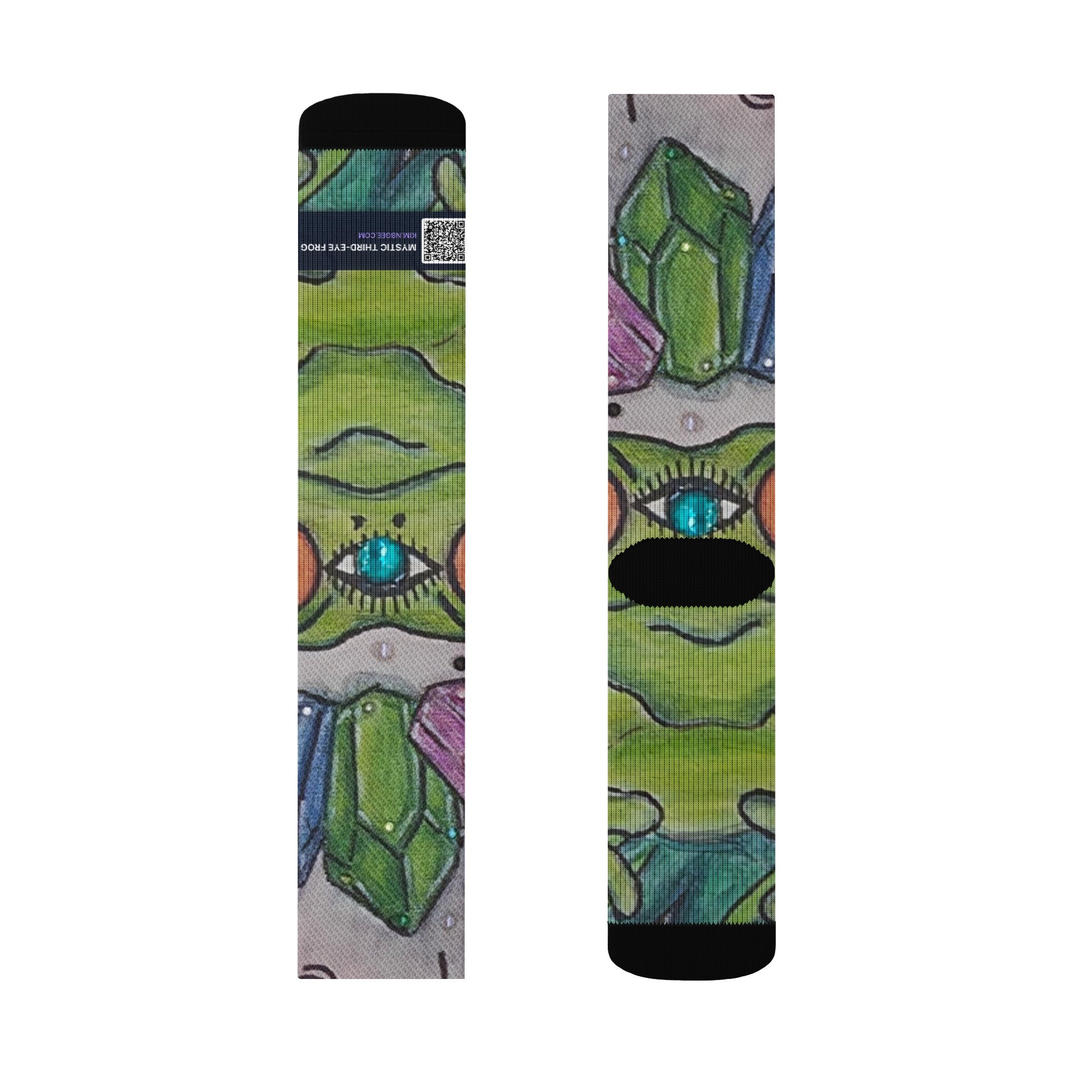 Mystic Third-Eye Frog Premium Art Crew Socks by Kim Poff