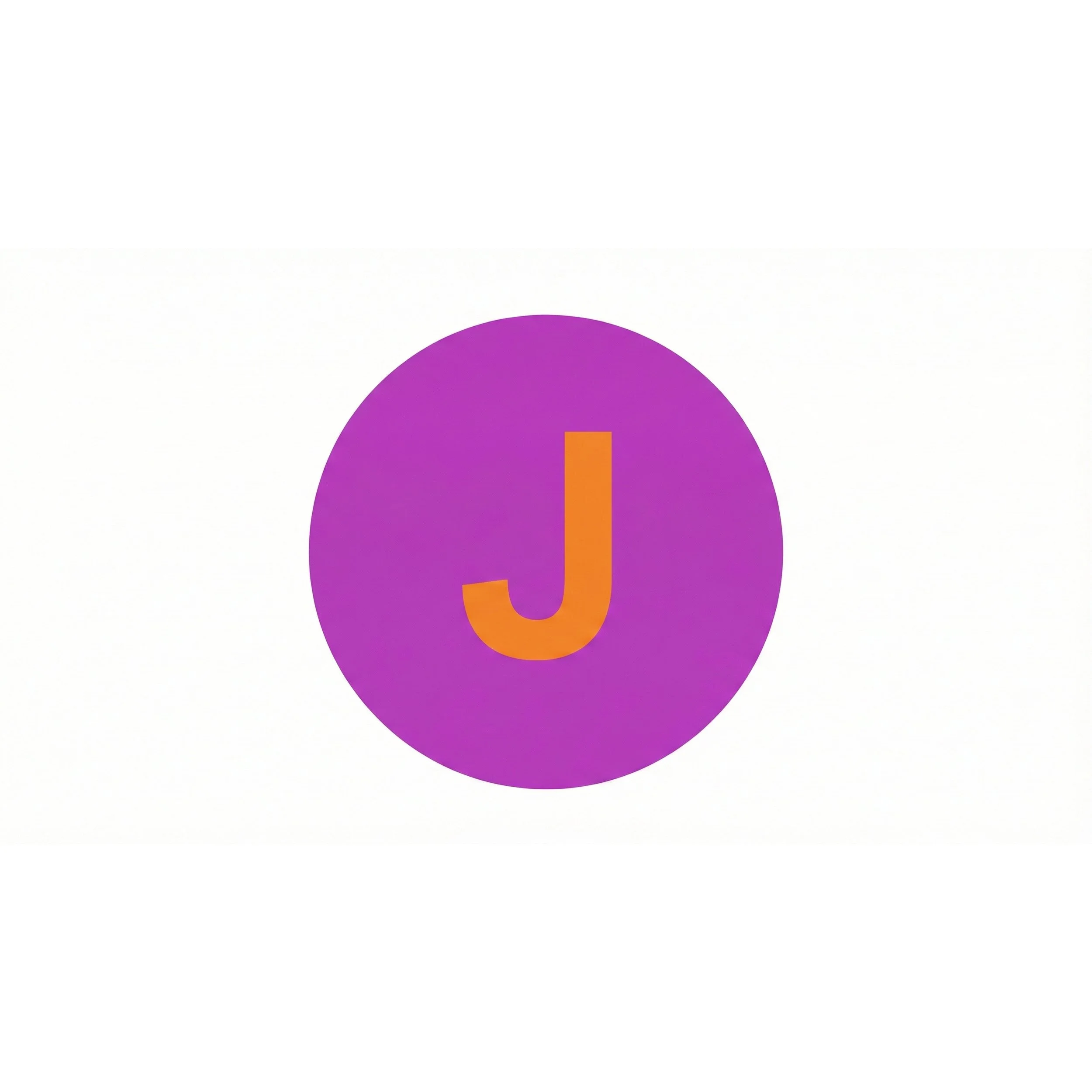 Purple circle with an orange letter 'J' in the center.