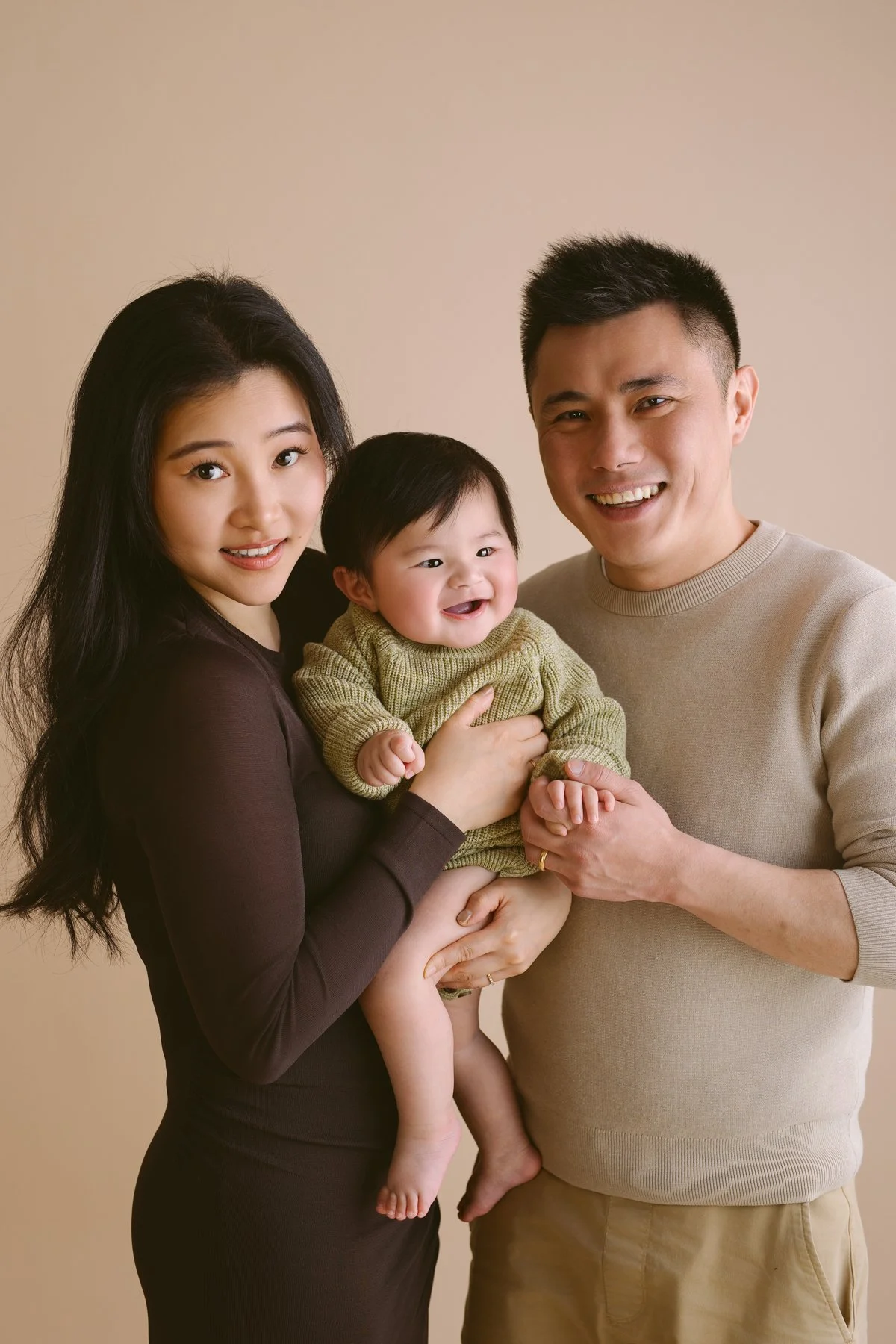 Family photos with beige colour background 