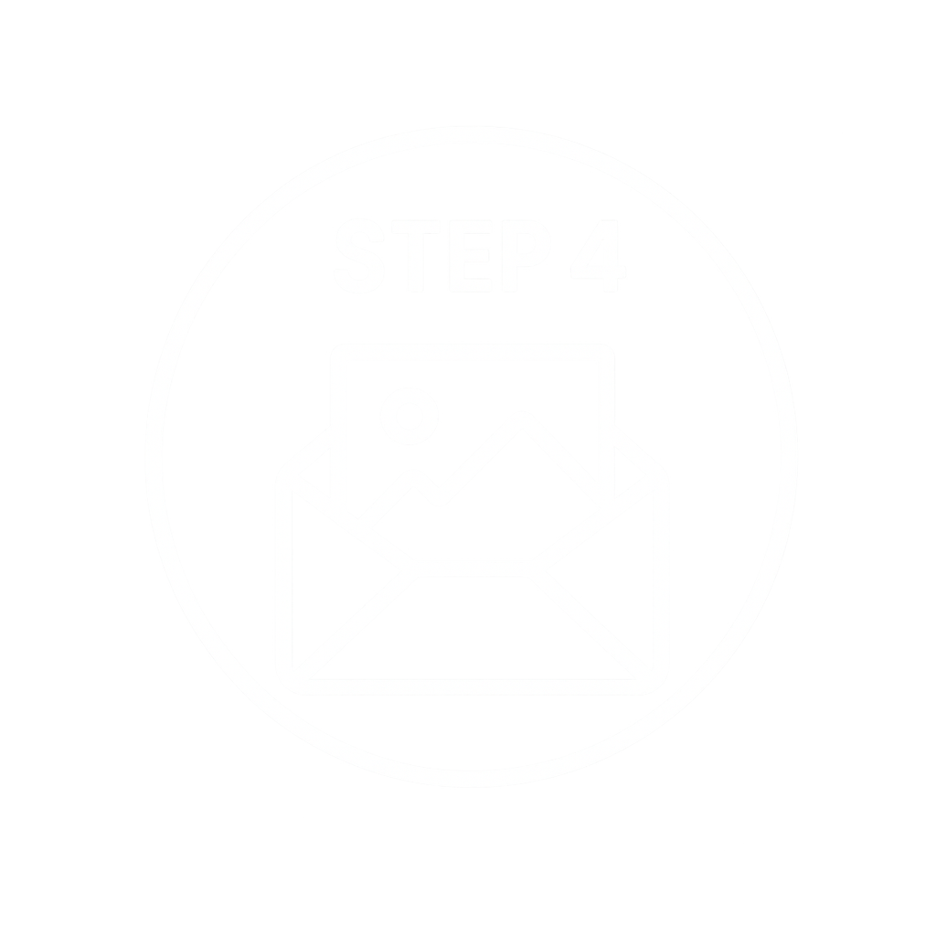 A step-by-step instructional graphic with the text 'STEP 4' and an outline of an envelope containing a photograph or image, suggesting a process involving sending or sharing images.