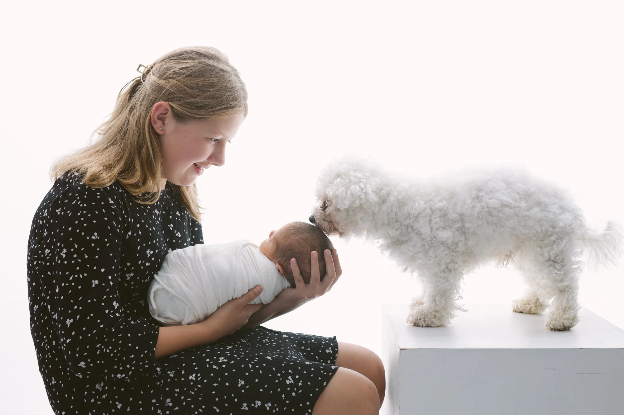 Sibling photos with Newborn baby