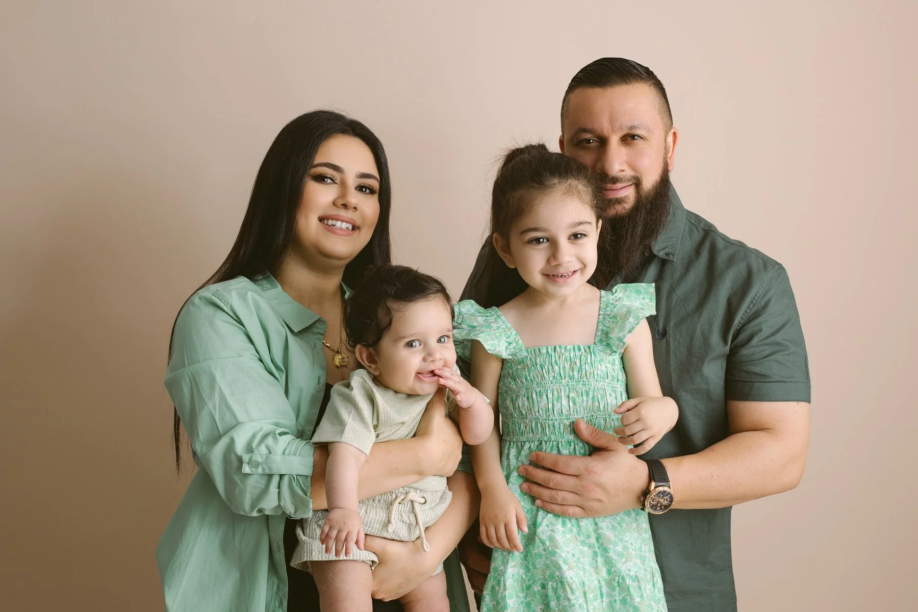 Family photos with beige colour background 